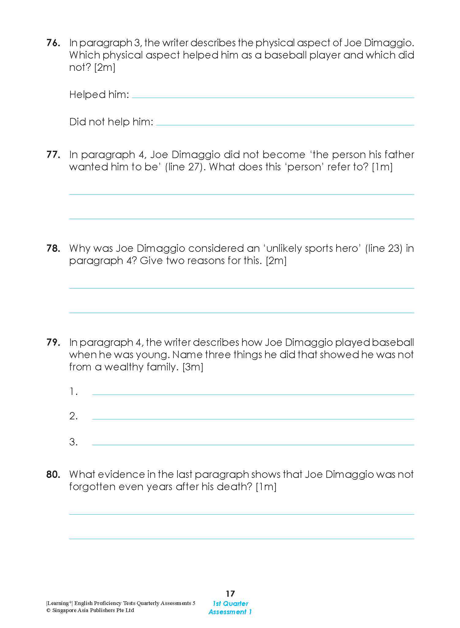 LEARNING+ English Proficiency Tests Quarterly Assessments 5