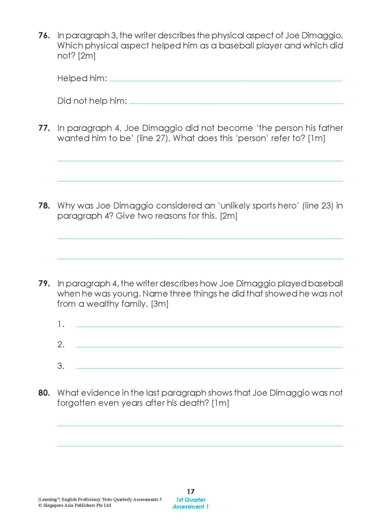LEARNING+ English Proficiency Tests Quarterly Assessments 5
