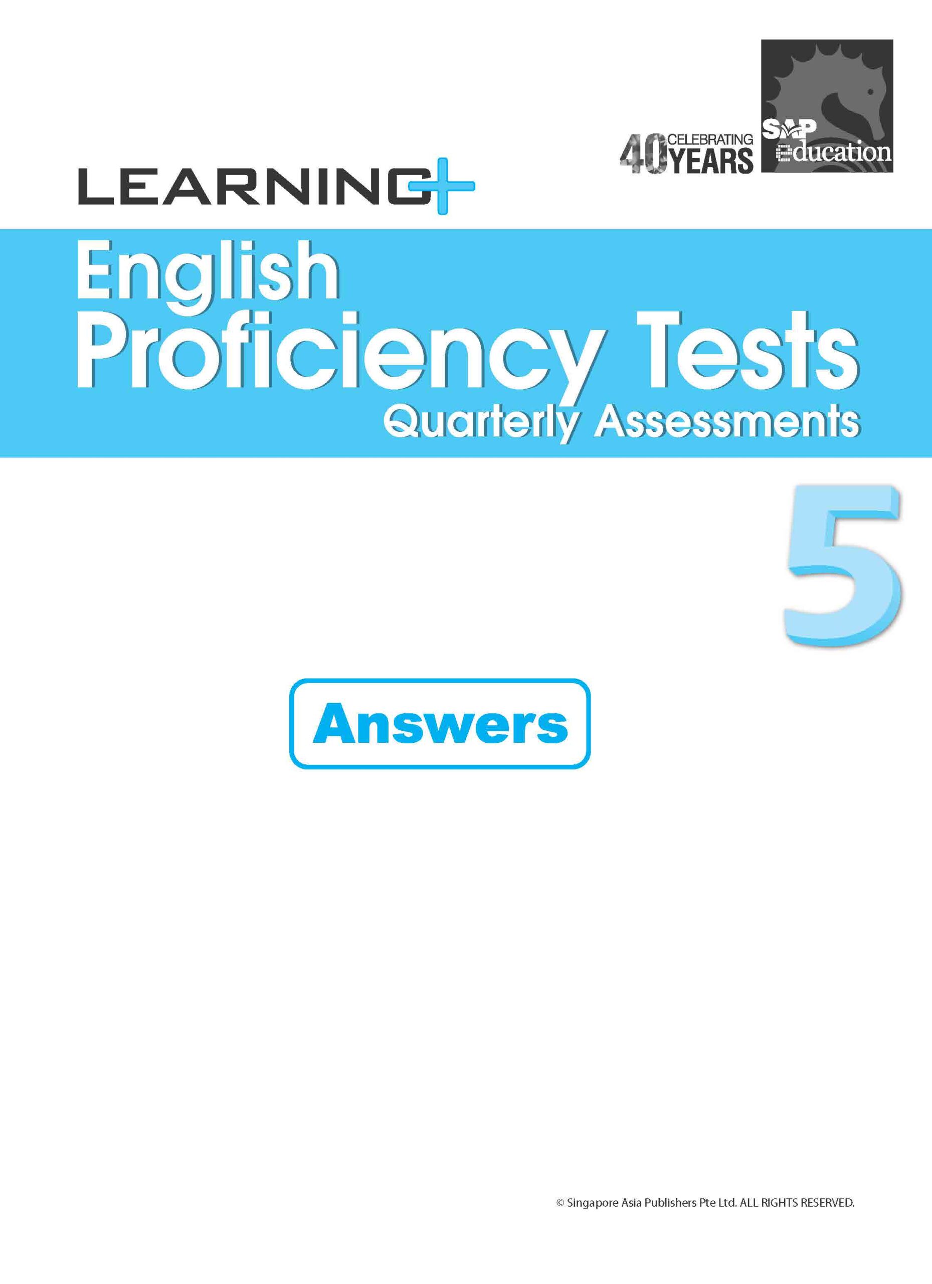 LEARNING+ English Proficiency Tests Quarterly Assessments 5