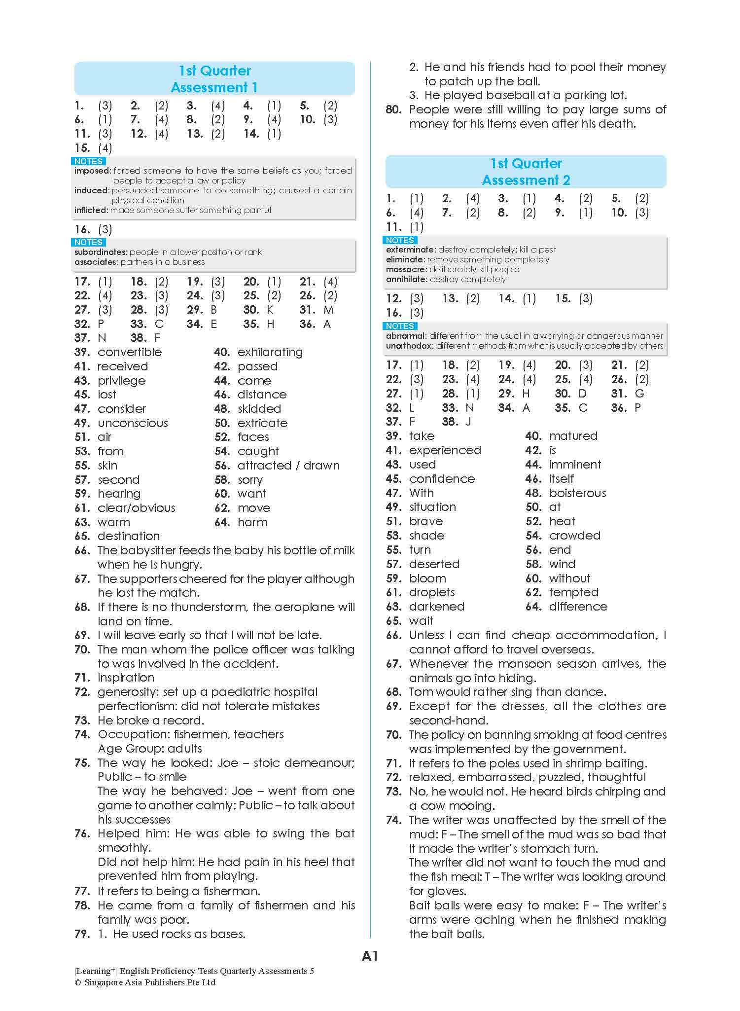 LEARNING+ English Proficiency Tests Quarterly Assessments 5