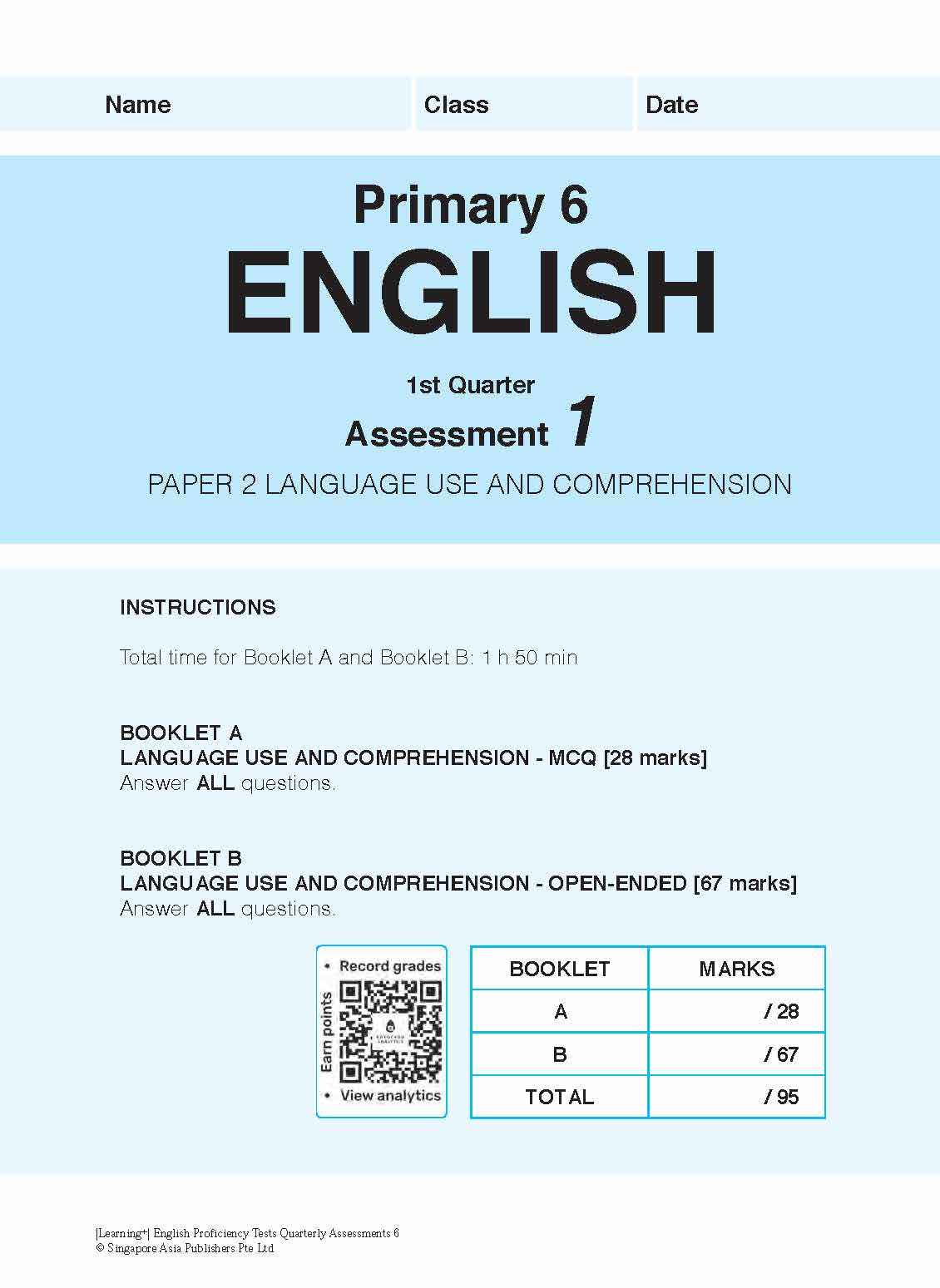 LEARNING+ English Proficiency Tests Quarterly Assessments 6