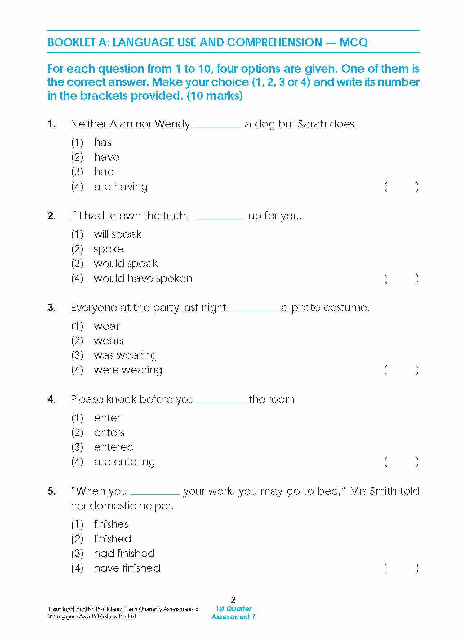 LEARNING+ English Proficiency Tests Quarterly Assessments 6
