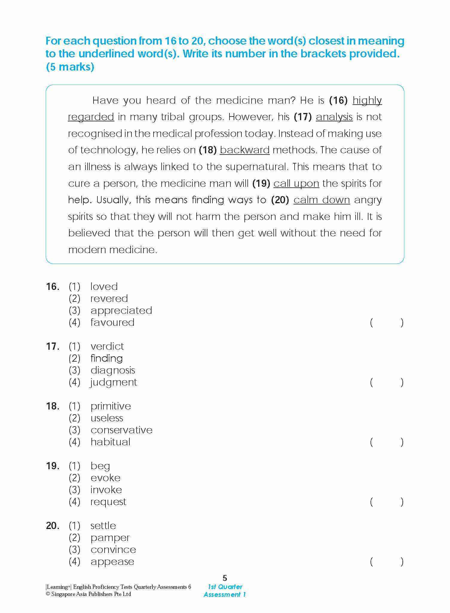 LEARNING+ English Proficiency Tests Quarterly Assessments 6