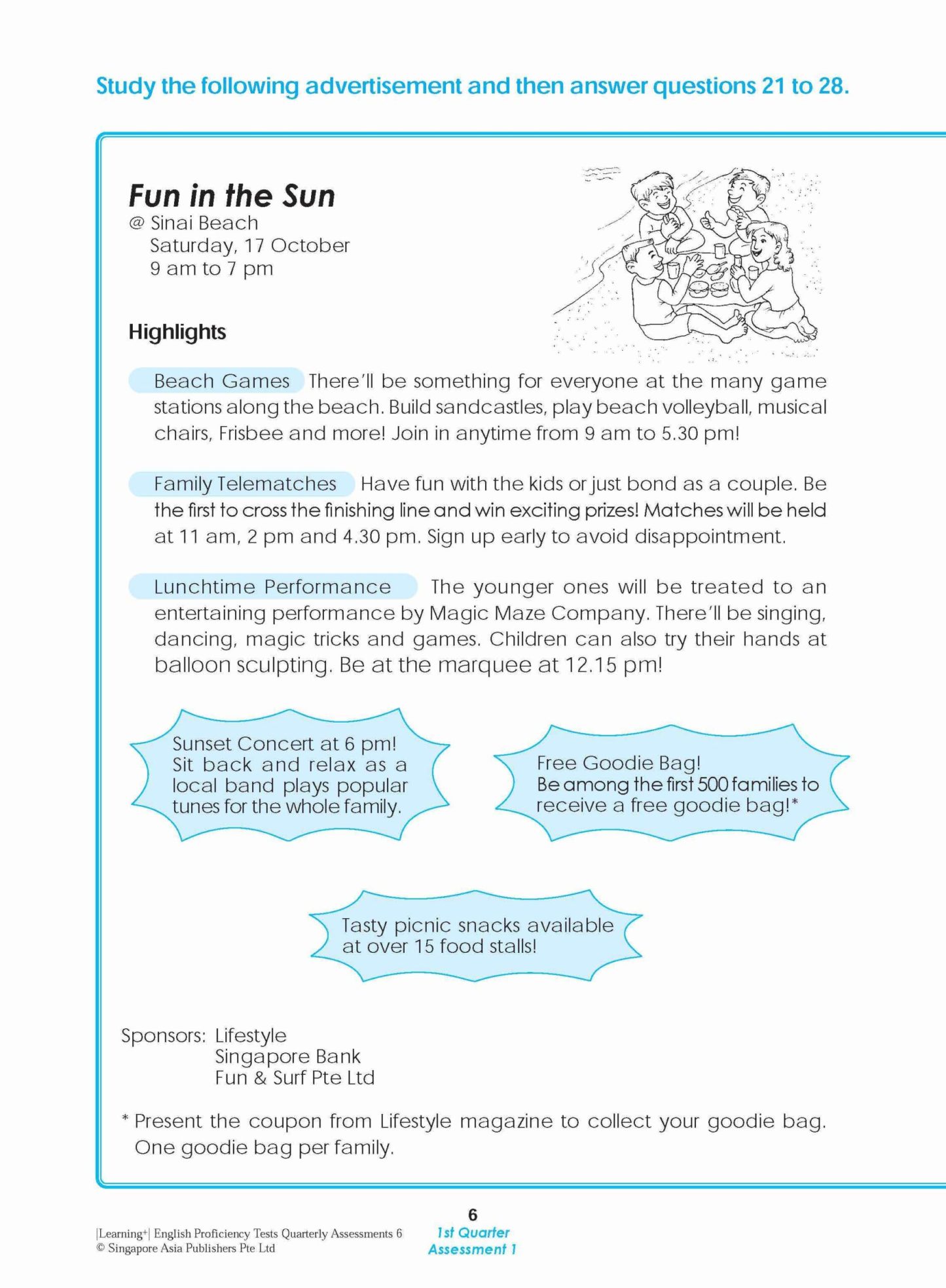 LEARNING+ English Proficiency Tests Quarterly Assessments 6