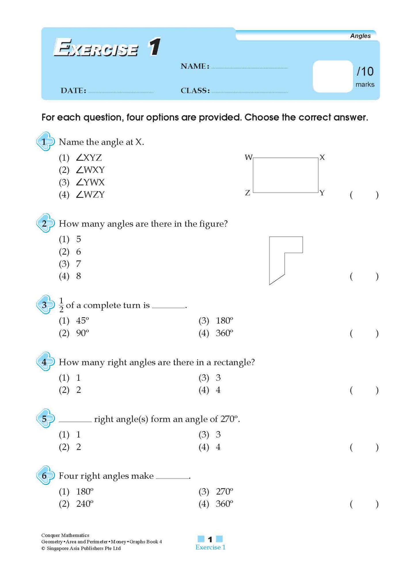 Conquer Mathematics Geometry . Area and Perimeter . Money . Graphs Workbook 4