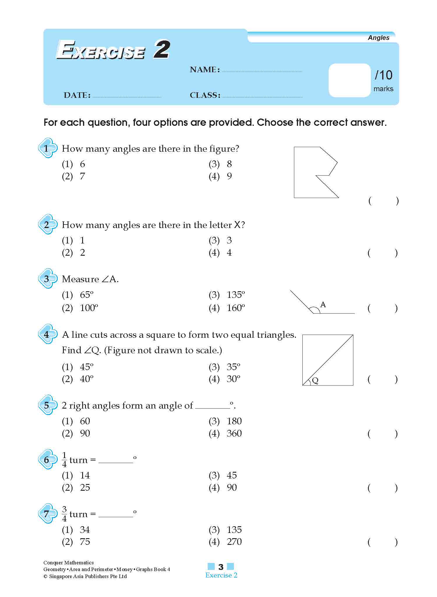 Conquer Mathematics Geometry . Area and Perimeter . Money . Graphs Workbook 4