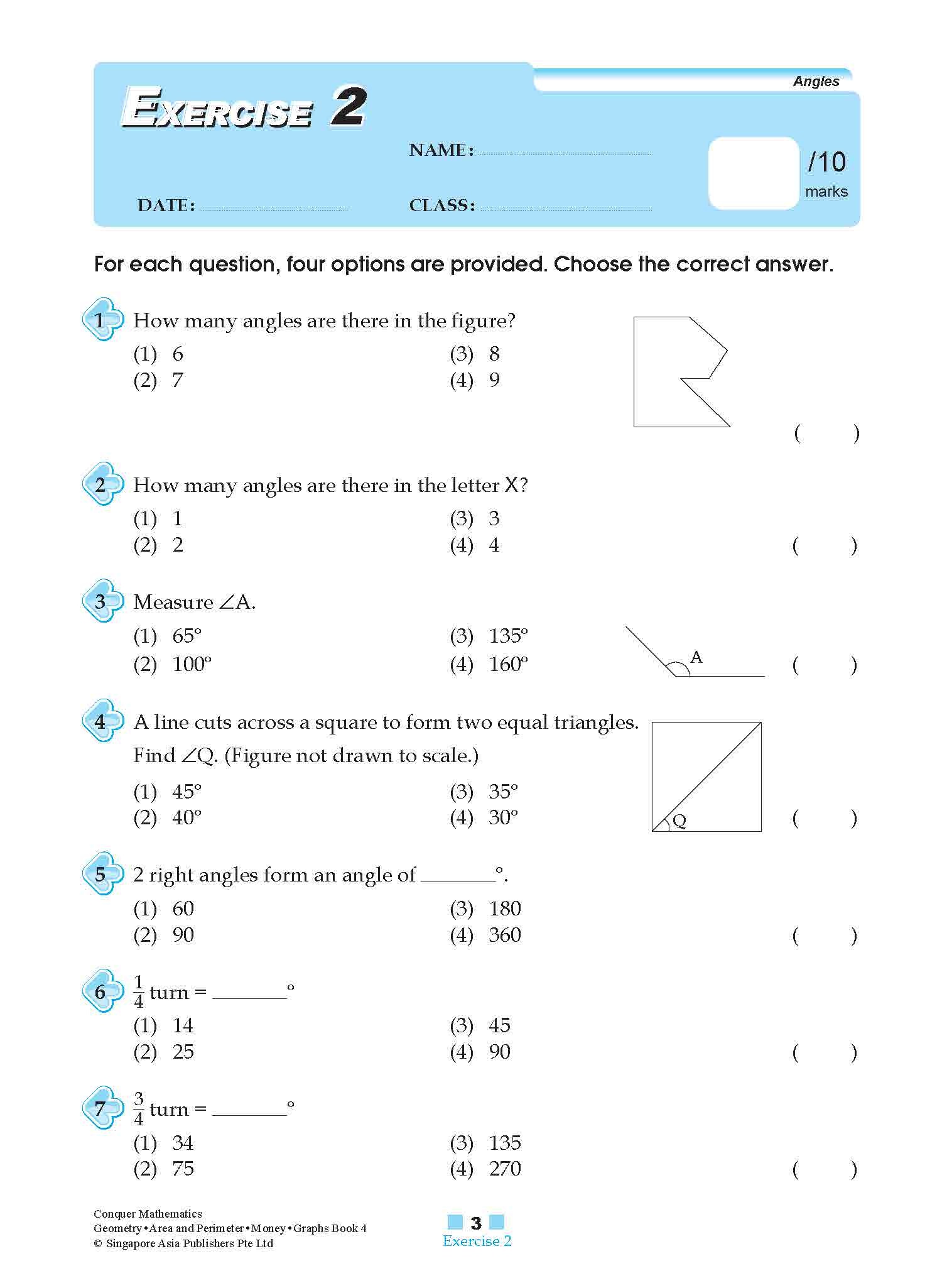 Conquer Mathematics Geometry . Area and Perimeter . Money . Graphs Workbook 4