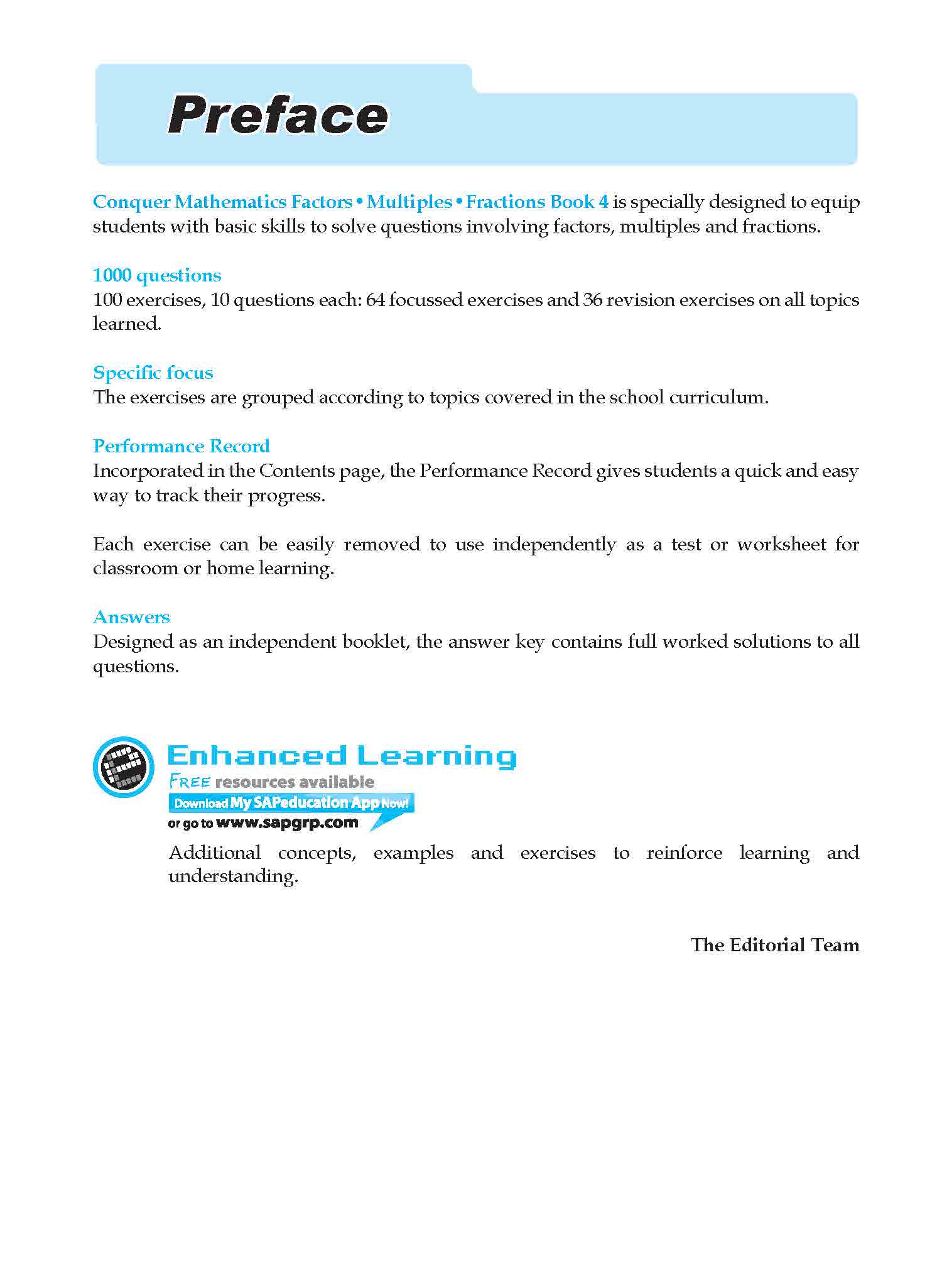 Conquer Mathematics Factors . Multiples . Fractions Workbook 4