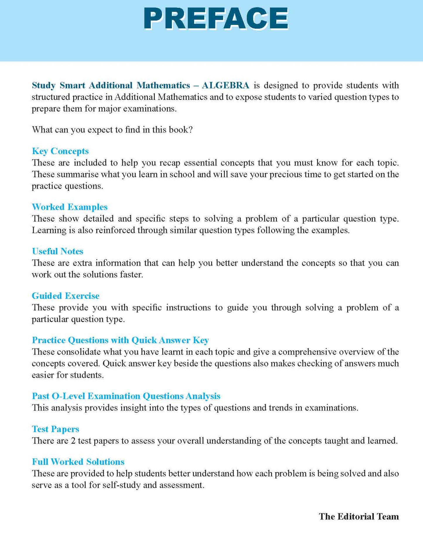 STUDY SMART Additional Mathematics ALGEBRA For Upper Secondary Levels