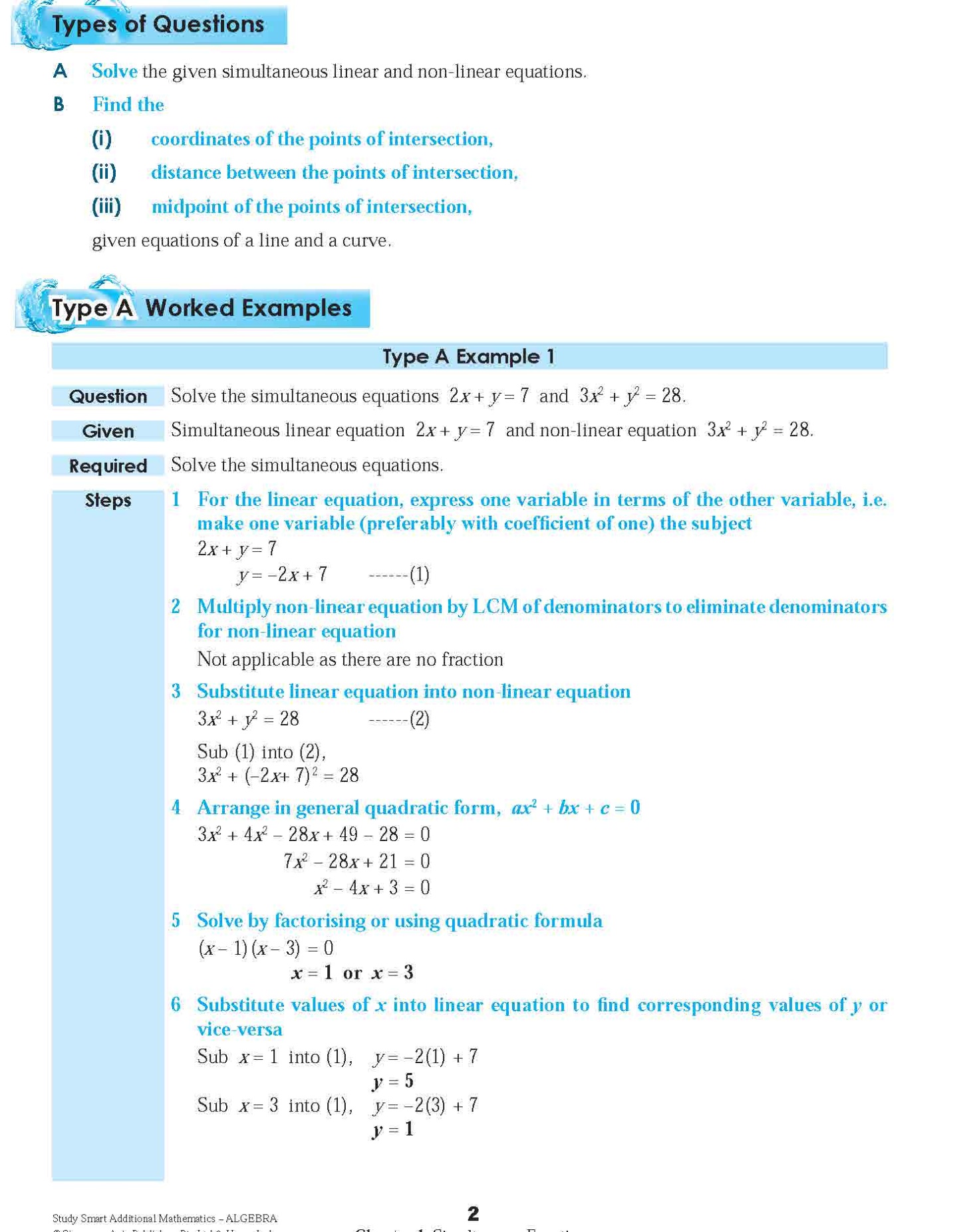 STUDY SMART Additional Mathematics ALGEBRA For Upper Secondary Levels