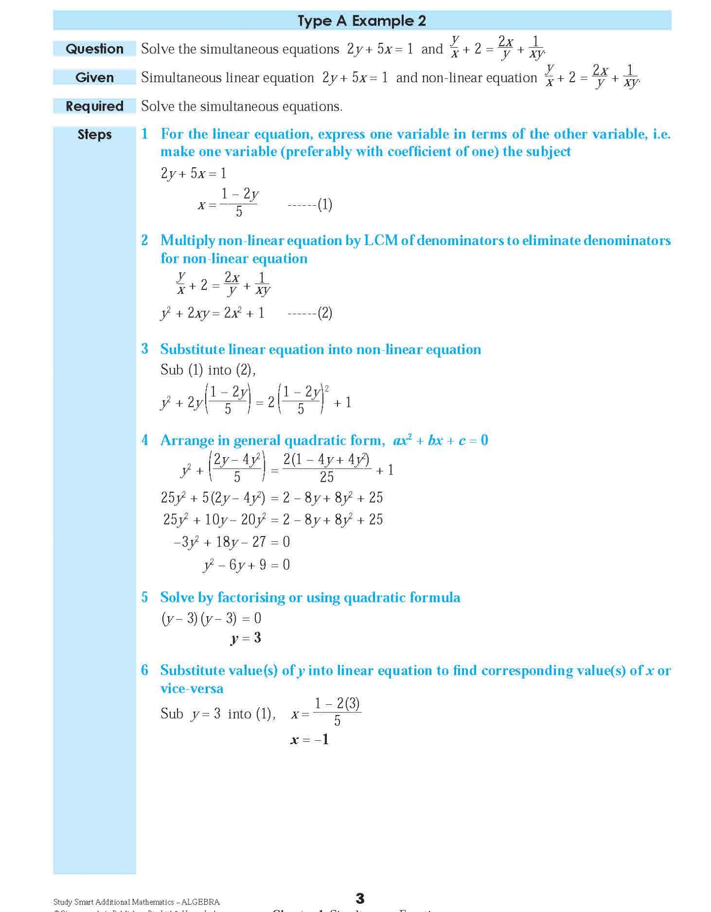 STUDY SMART Additional Mathematics ALGEBRA For Upper Secondary Levels