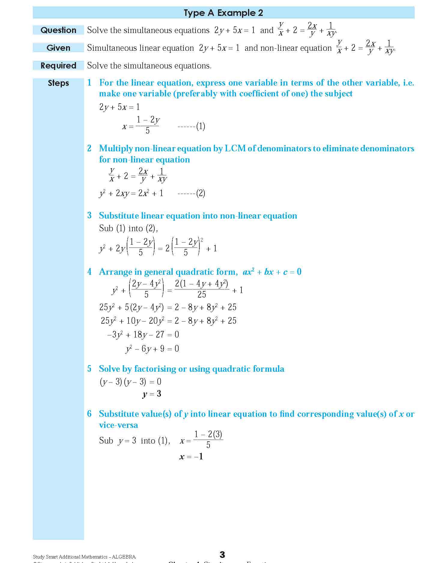 STUDY SMART Additional Mathematics ALGEBRA For Upper Secondary Levels