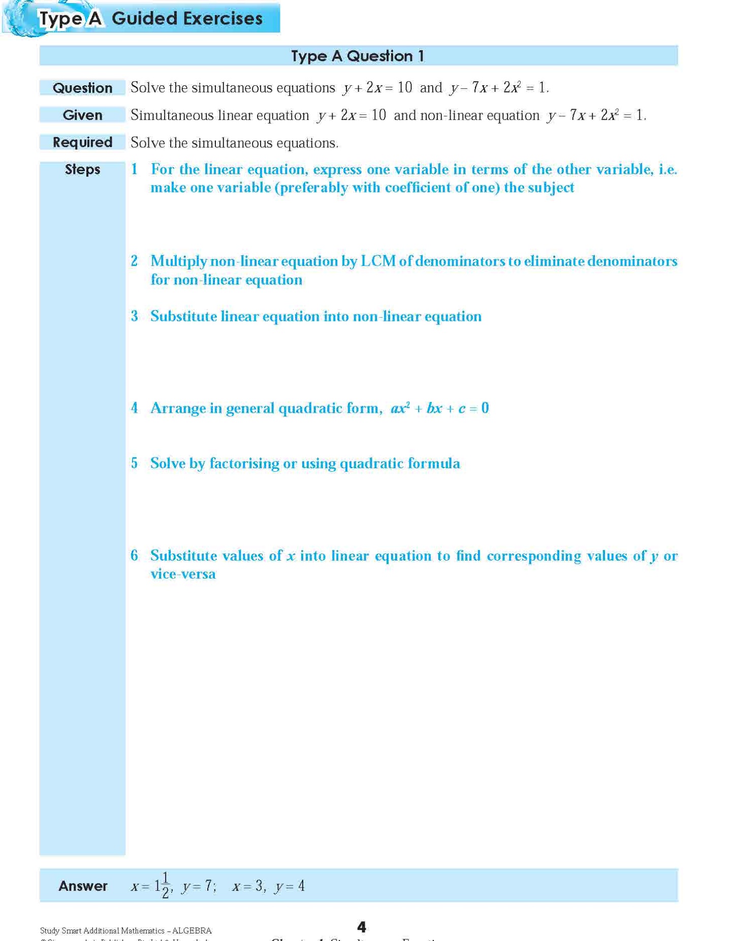 STUDY SMART Additional Mathematics ALGEBRA For Upper Secondary Levels