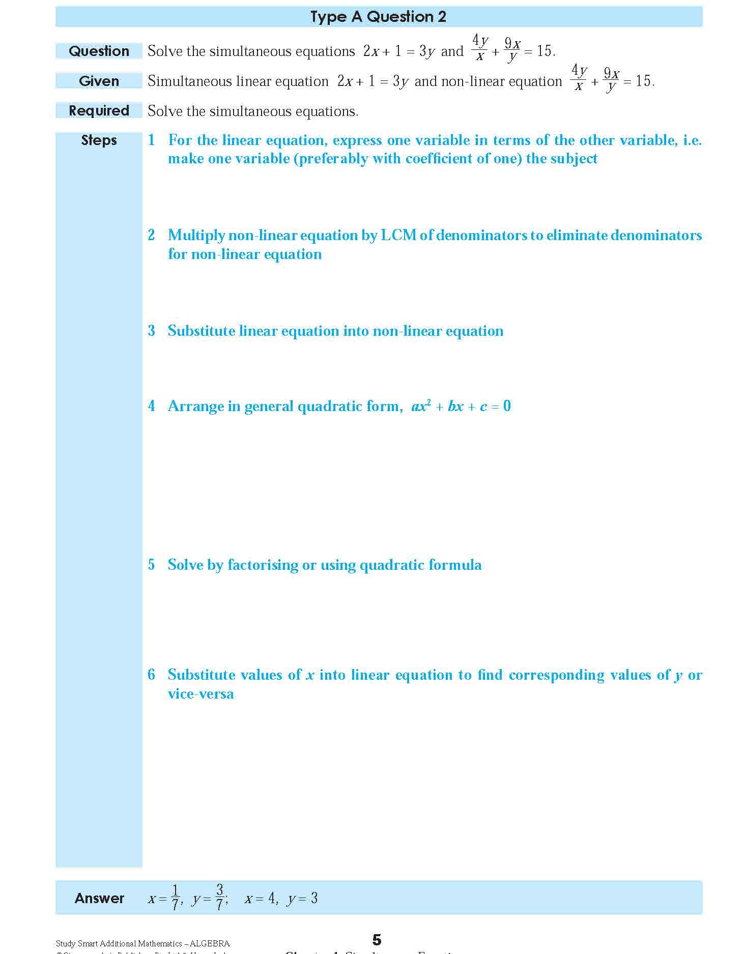 STUDY SMART Additional Mathematics ALGEBRA For Upper Secondary Levels