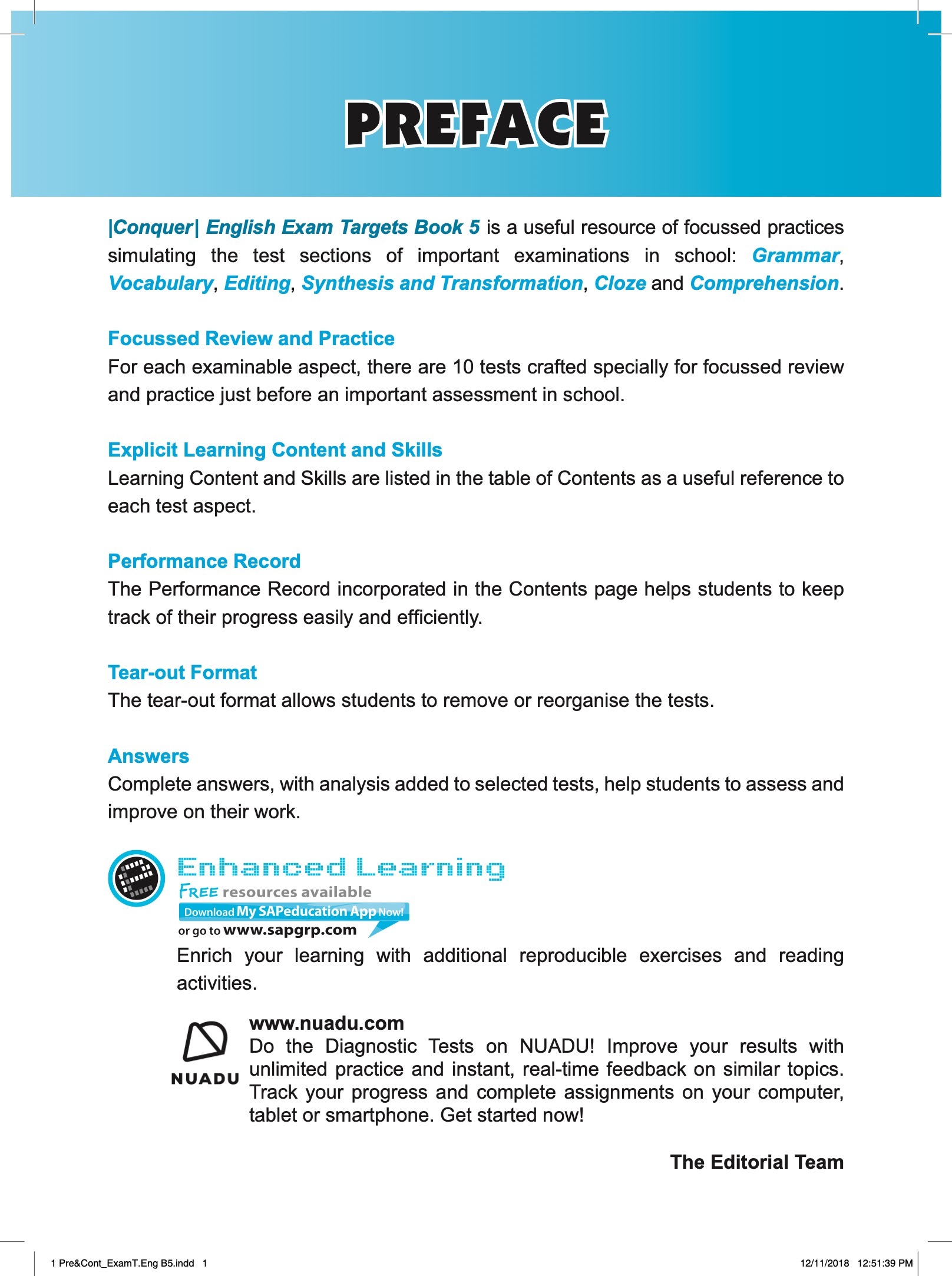 Conquer English exam Targets Book 5 + NUADU