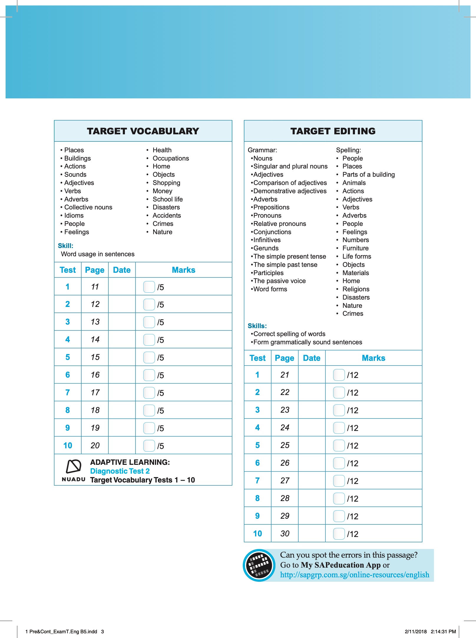 Conquer English exam Targets Book 5 + NUADU