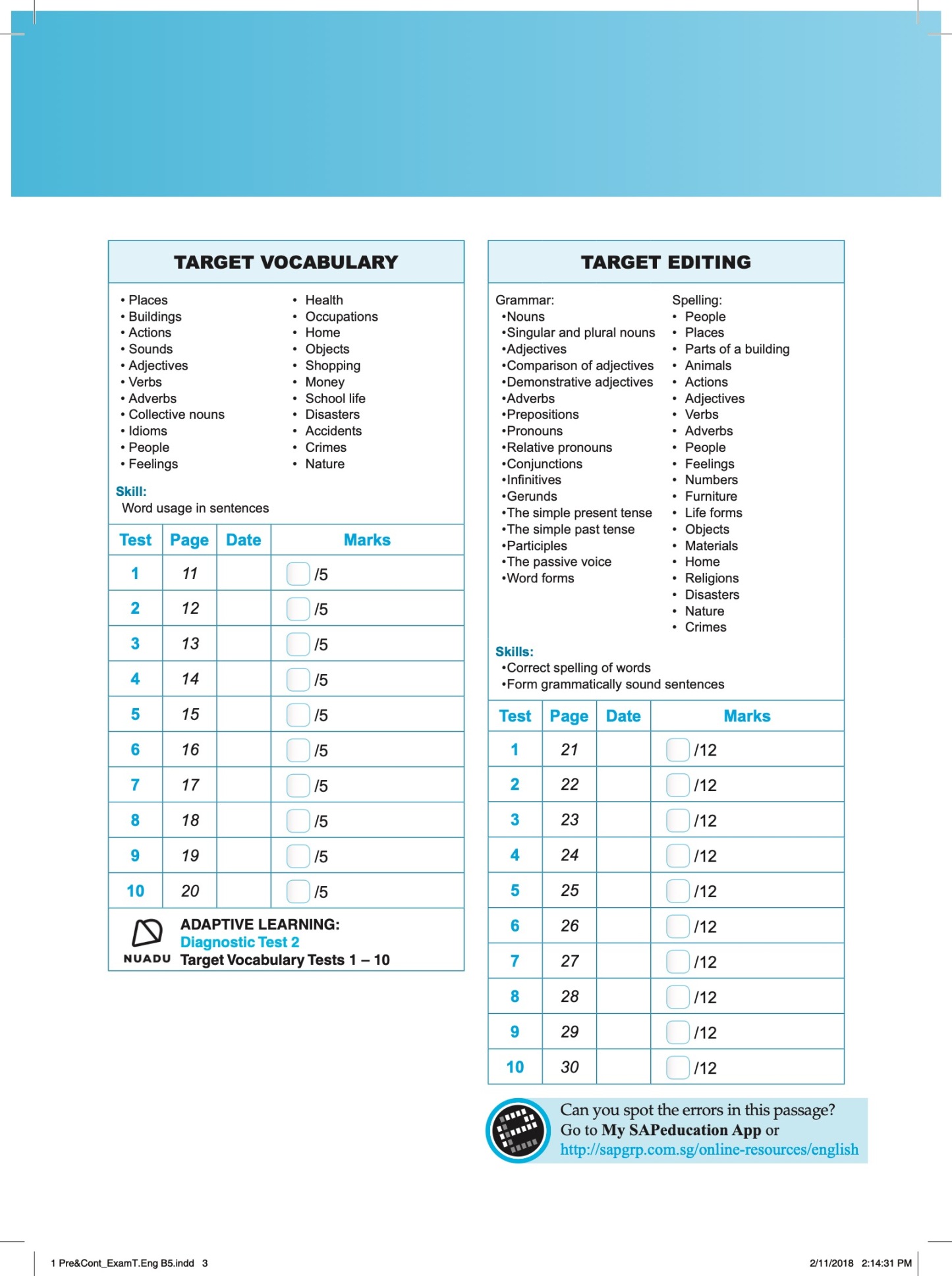 Conquer English exam Targets Book 5 + NUADU