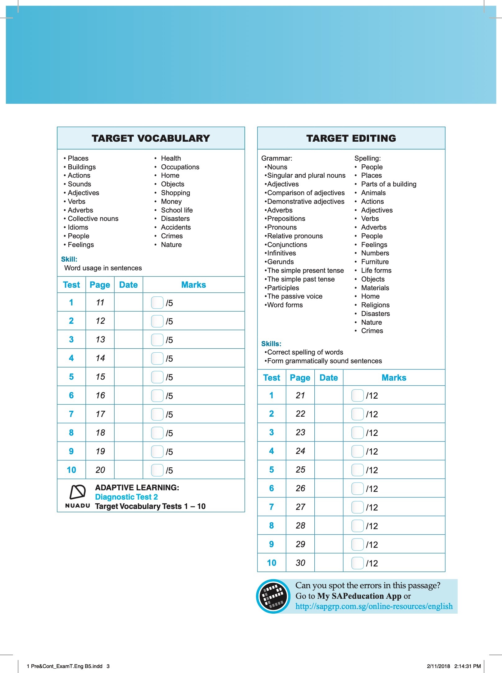 Conquer English exam Targets Book 5 + NUADU