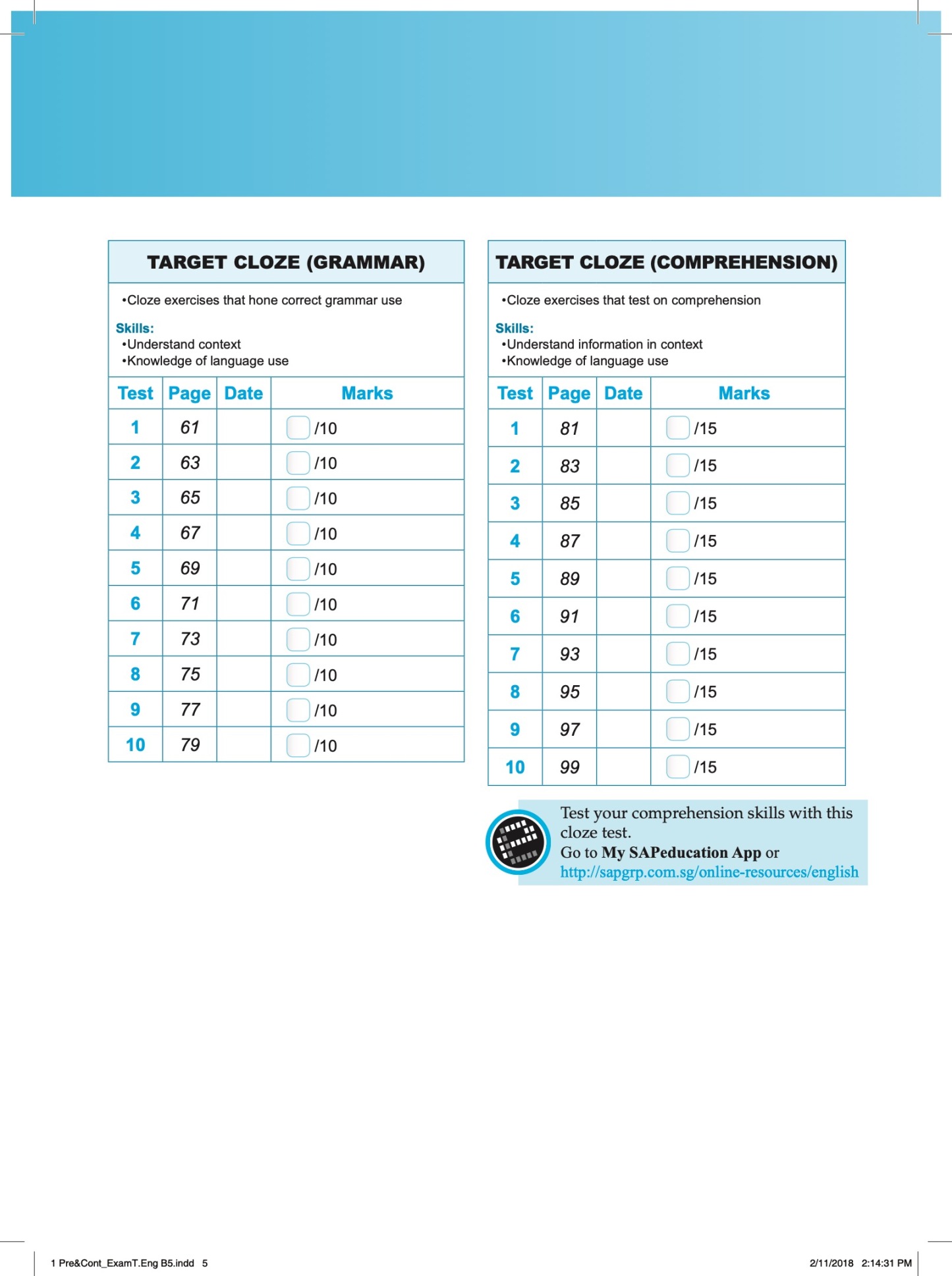 Conquer English exam Targets Book 5 + NUADU