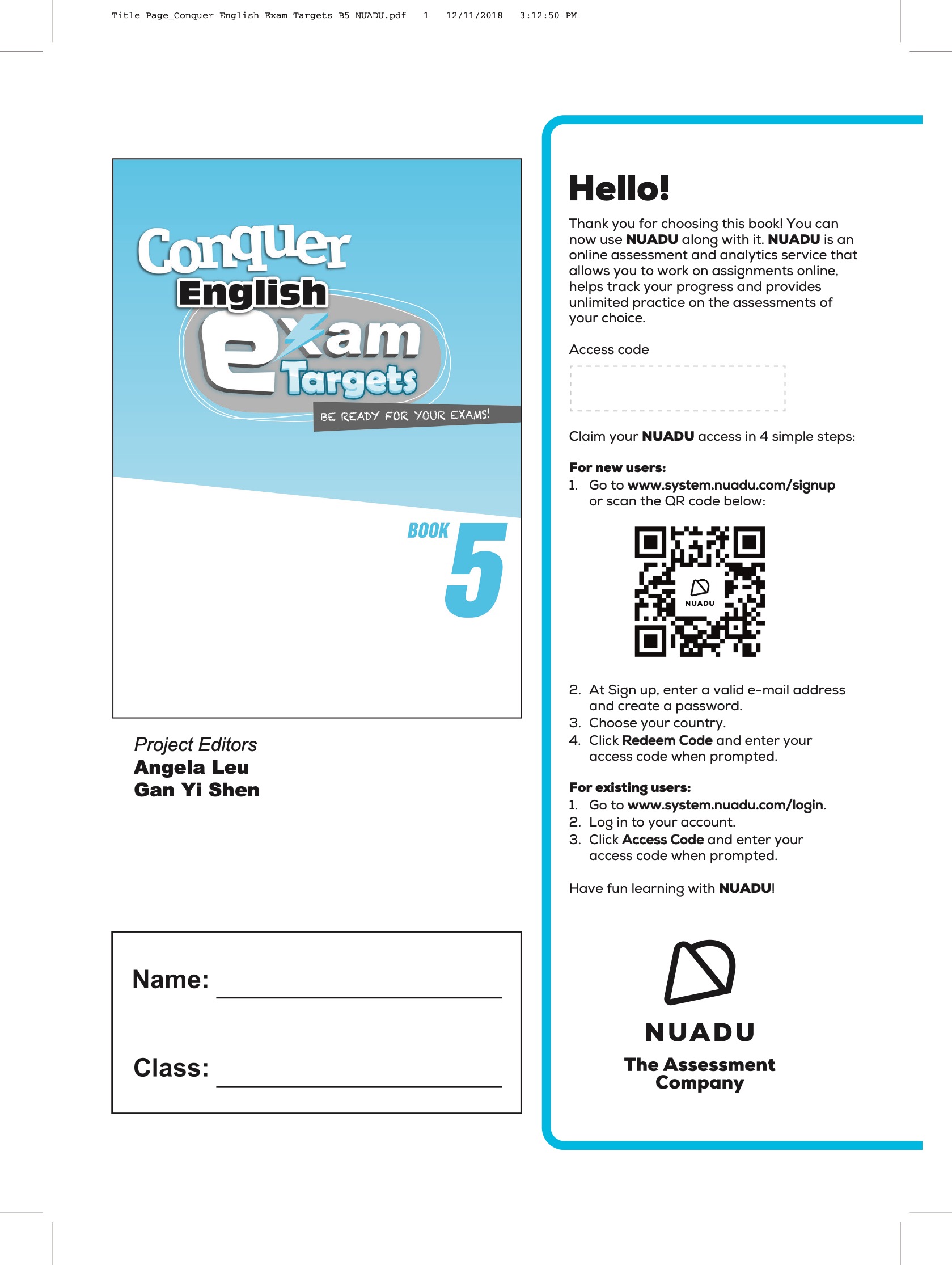 Conquer English exam Targets Book 5 + NUADU