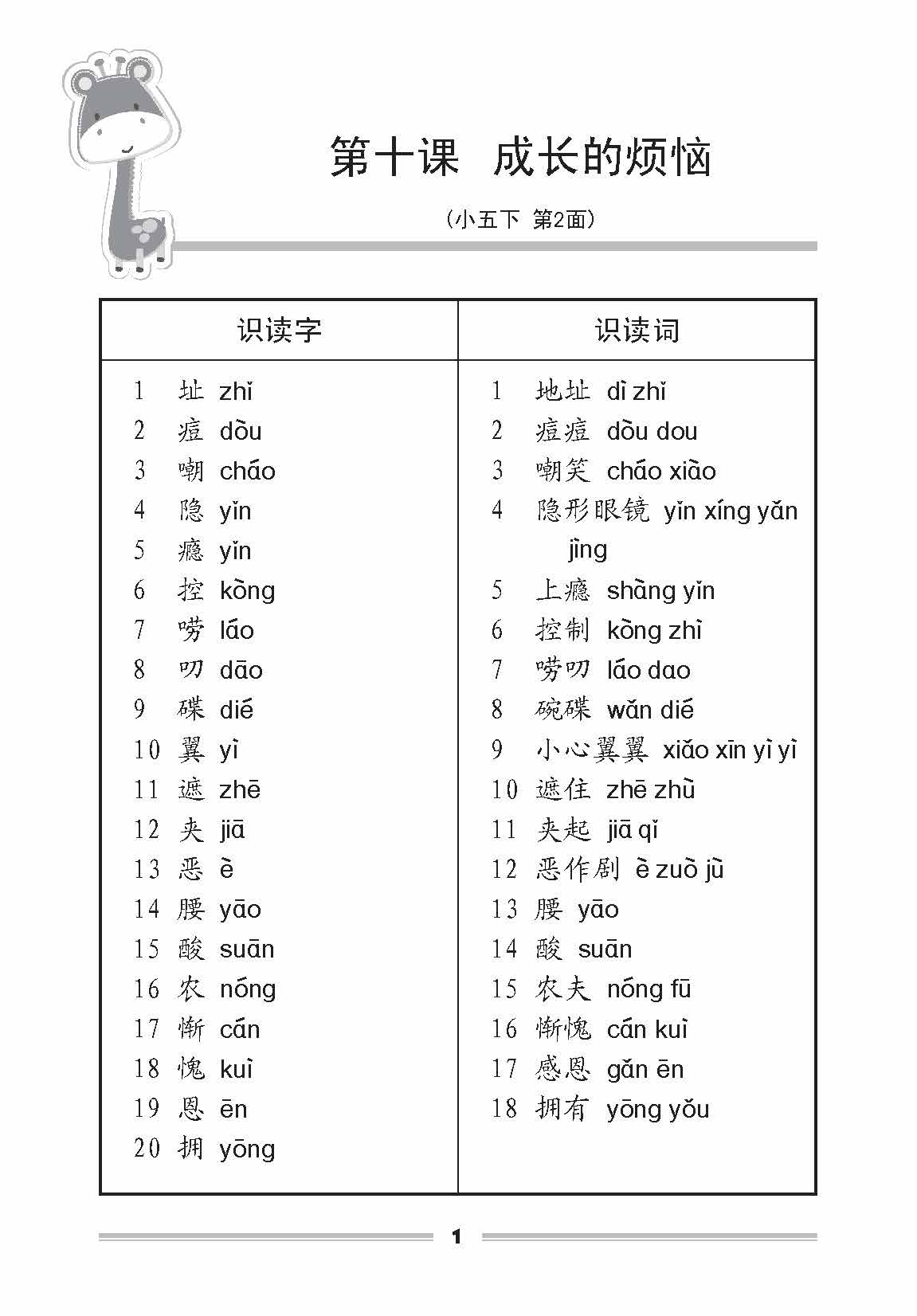 小五高级华文课文字词手册 5B (A HANDBOOK OF HIGHER CHINESE VOCABULARY FOR PRIMARY 5B)