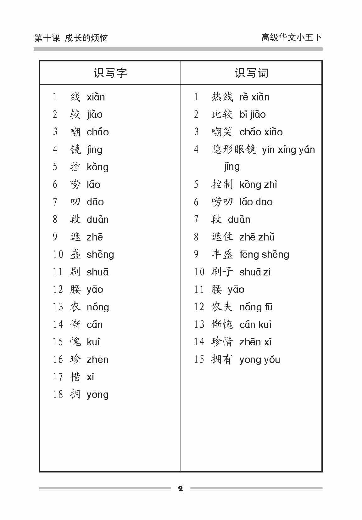 小五高级华文课文字词手册 5B (A HANDBOOK OF HIGHER CHINESE VOCABULARY FOR PRIMARY 5B)
