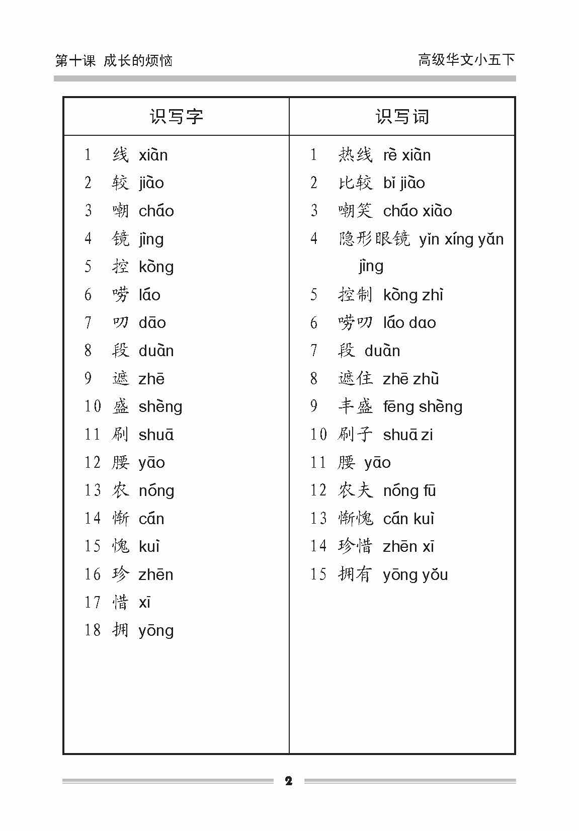 小五高级华文课文字词手册 5B (A HANDBOOK OF HIGHER CHINESE VOCABULARY FOR PRIMARY 5B)