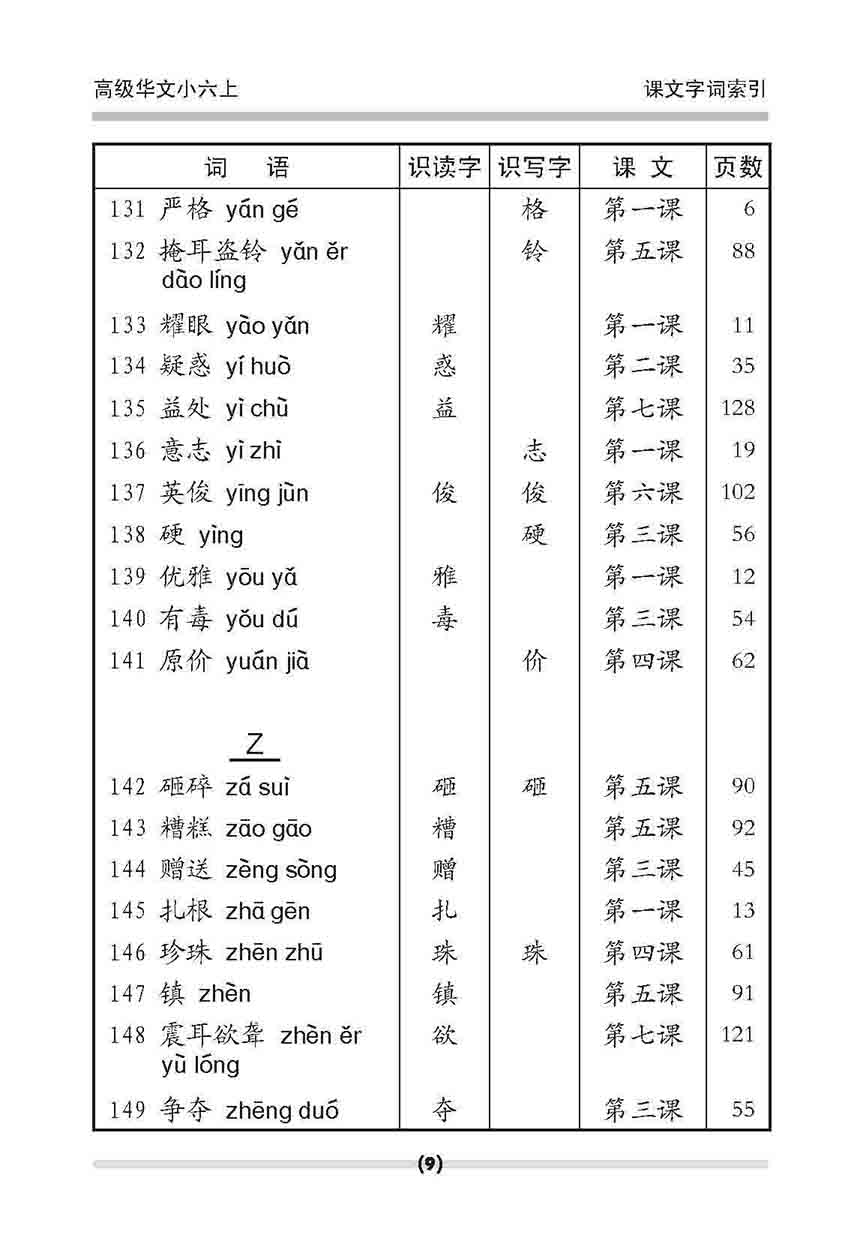 小六高级华文 课文字词手册 6A / A Handbook Of Higher Chinese Vocabulary For Primary 6A