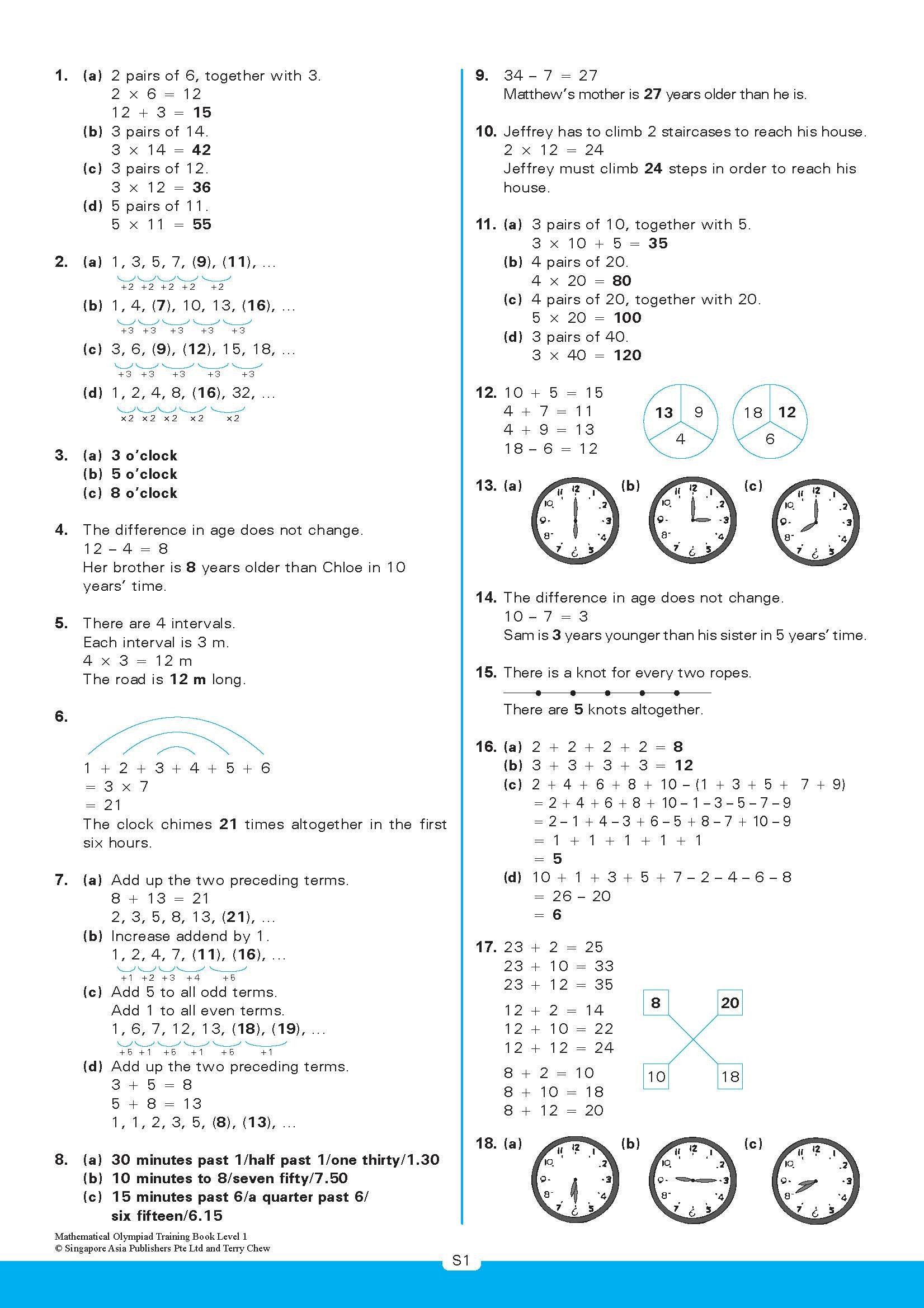 MATHEMATICAL OLYMPIAD TRAINING BOOK LEVEL 1 (7-8 years)
