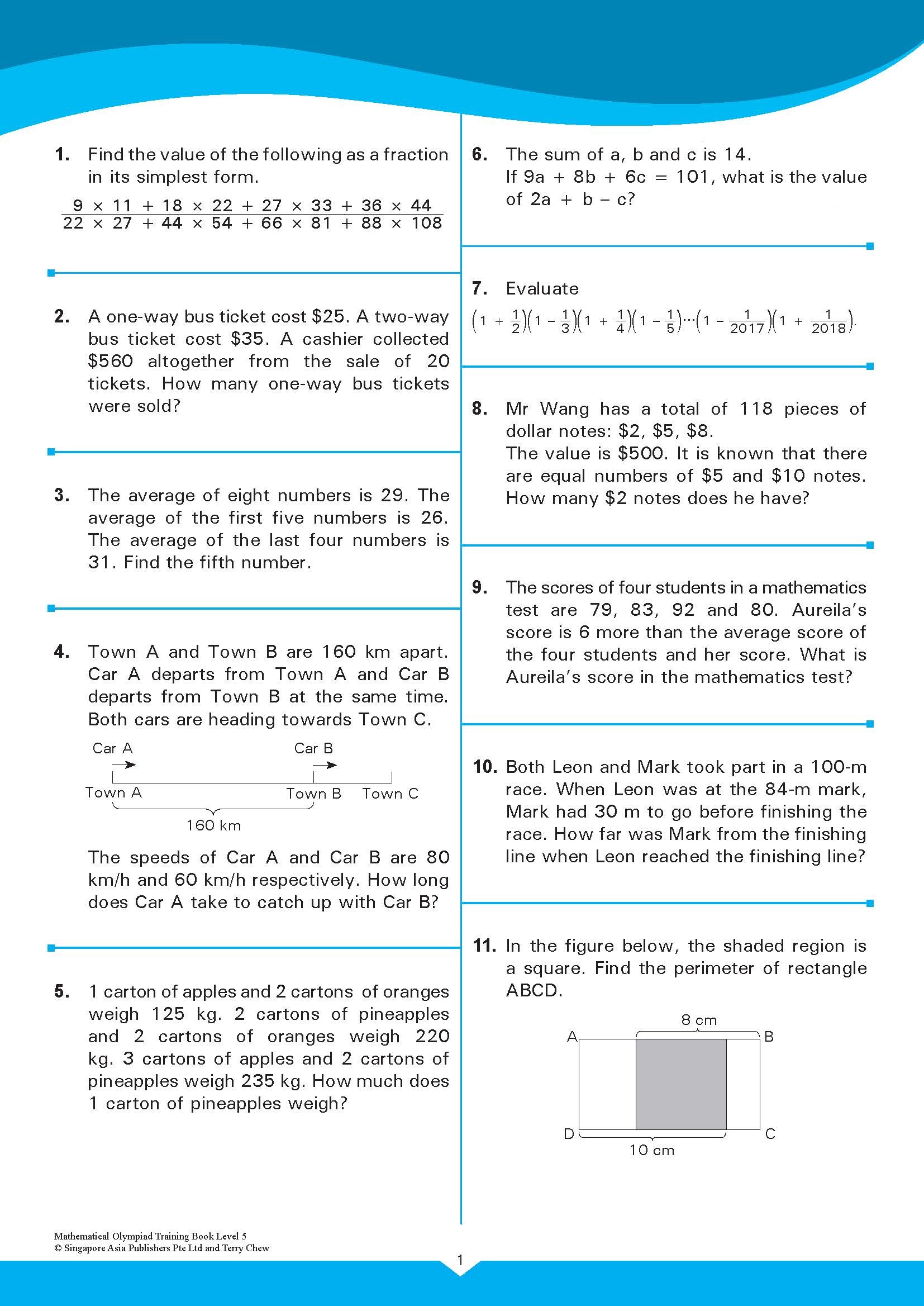 MATHEMATICAL OLYMPIAD TRAINING BOOK LEVEL 5 (11-12 years)