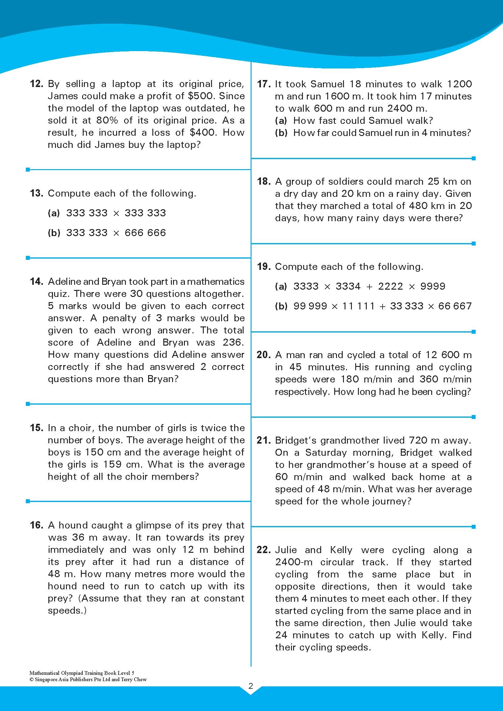 MATHEMATICAL OLYMPIAD TRAINING BOOK LEVEL 5 (11-12 years)