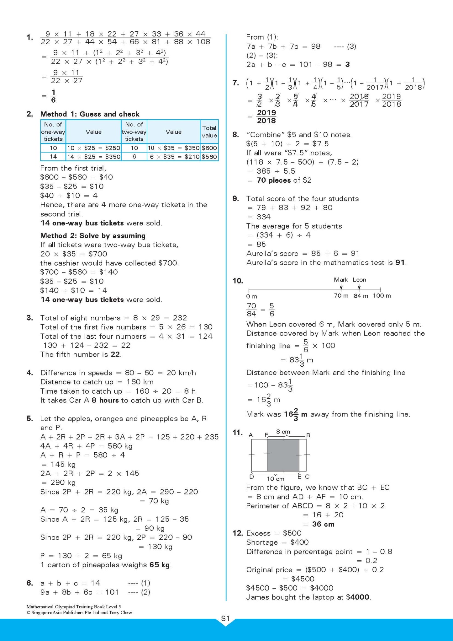 MATHEMATICAL OLYMPIAD TRAINING BOOK LEVEL 5 (11-12 years)