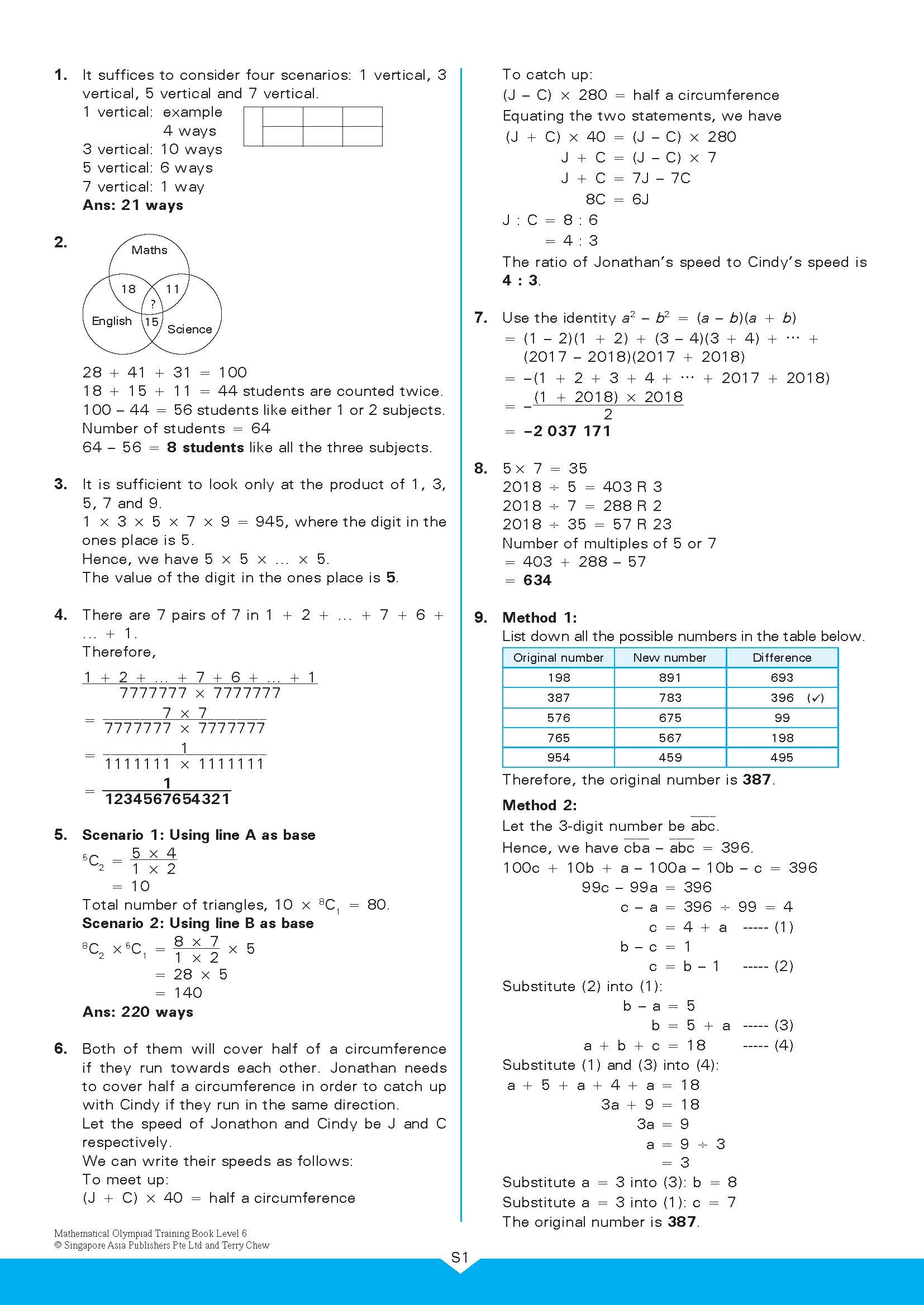 MATHEMATICAL OLYMPIAD TRAINING BOOK LEVEL 6 (12-13 years)