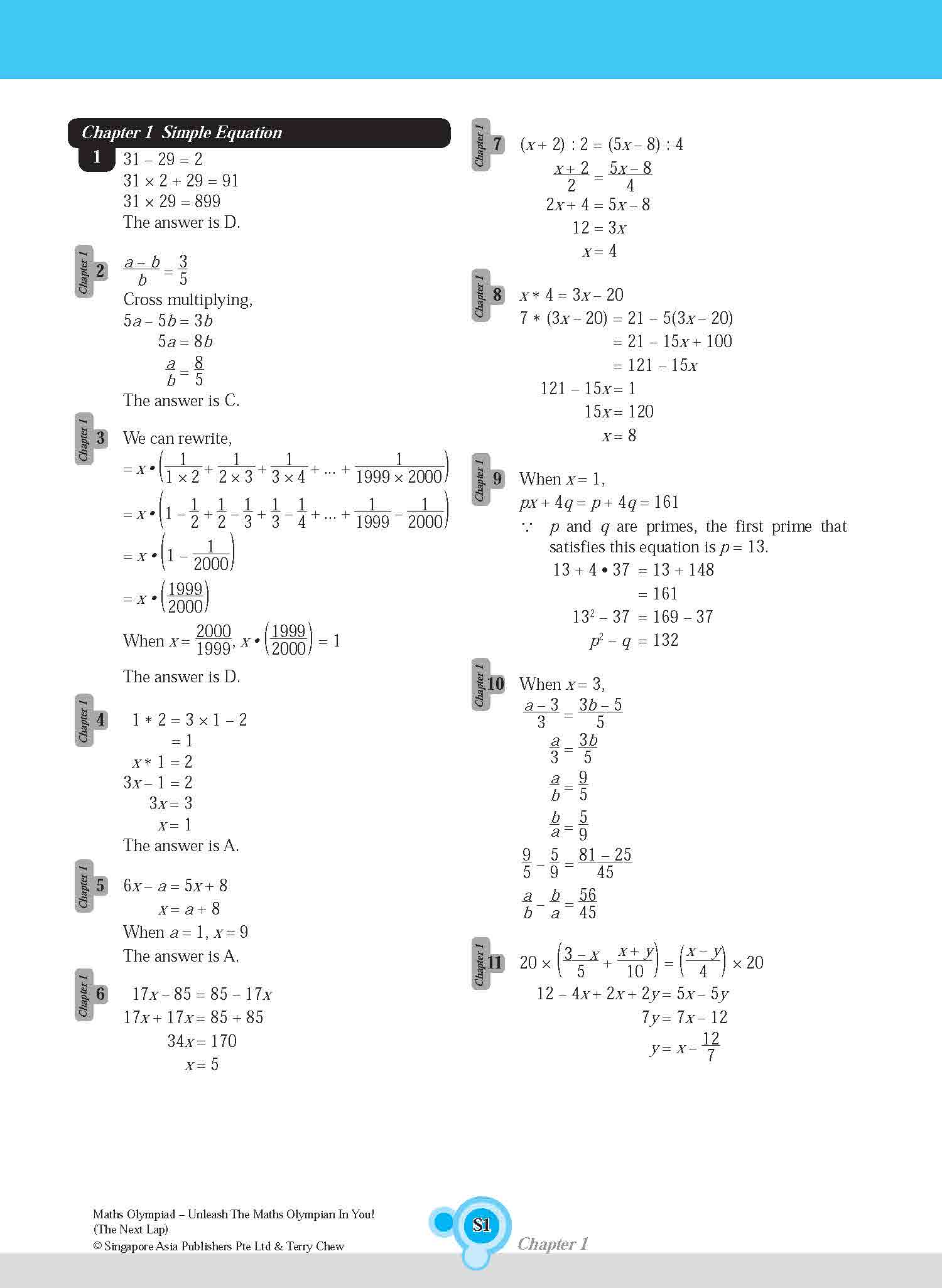 Maths Olympiad The Next Lap (Lower Secondary)