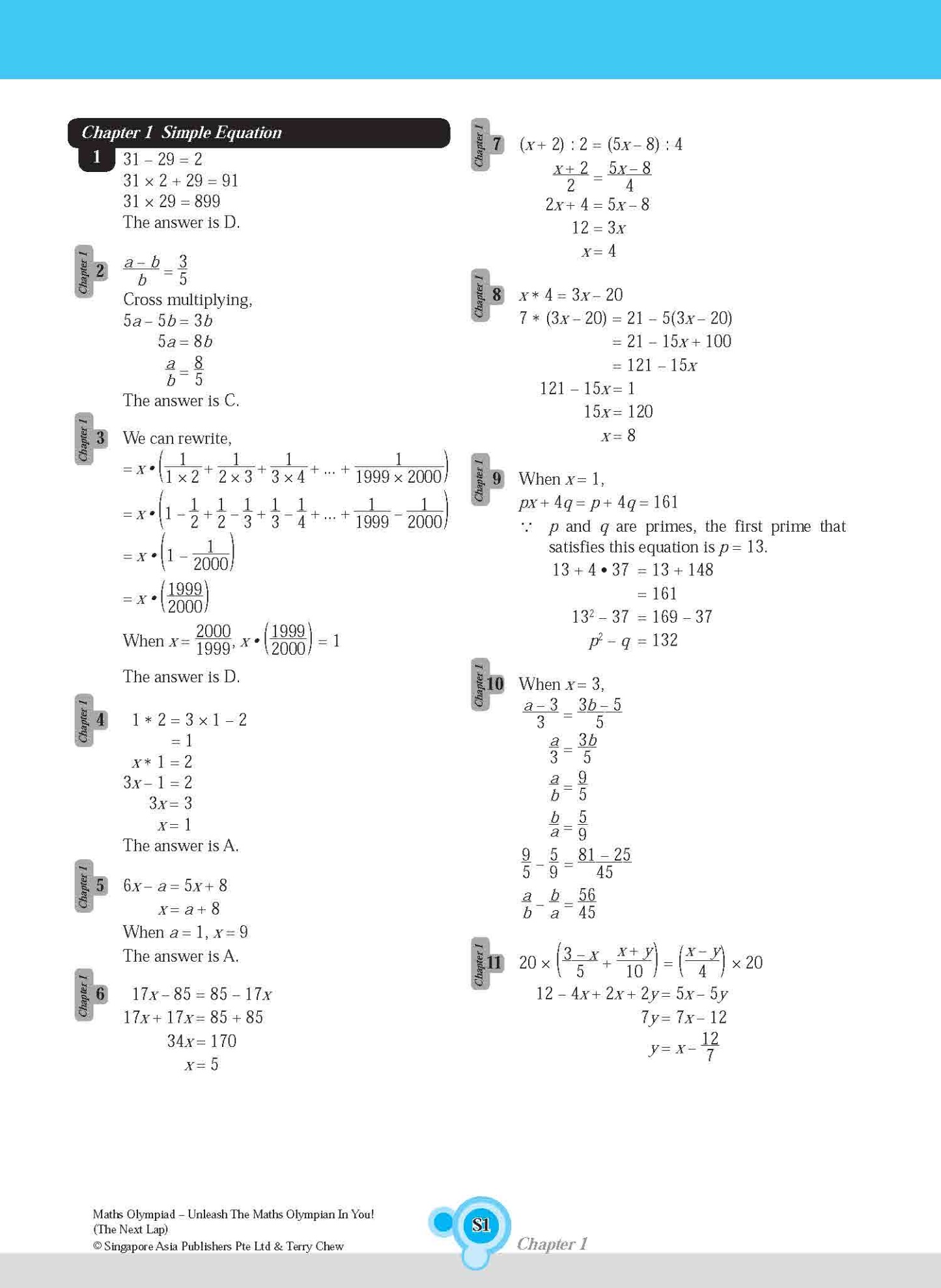Maths Olympiad The Next Lap (Lower Secondary)