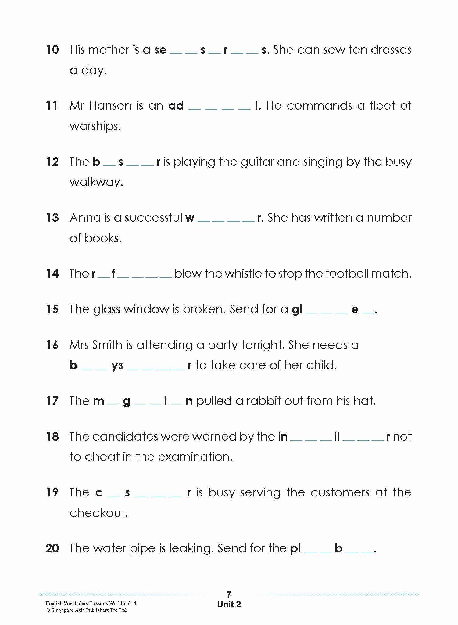 ENGLISH VOCABULARY LESSONS Workbook 4