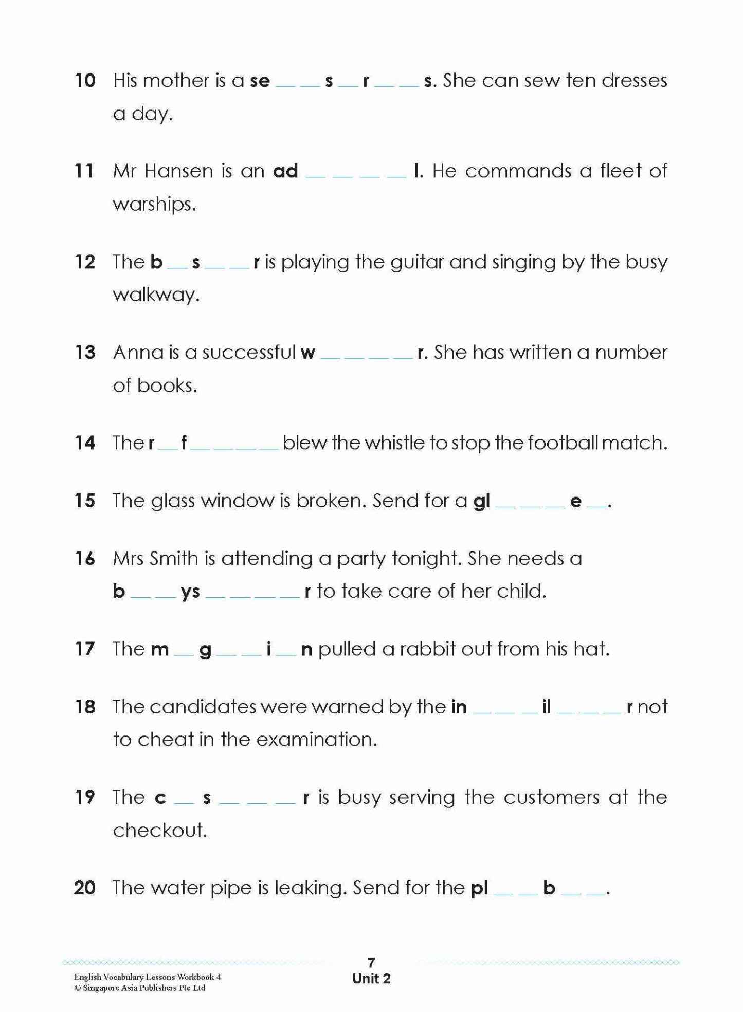 ENGLISH VOCABULARY LESSONS Workbook 4