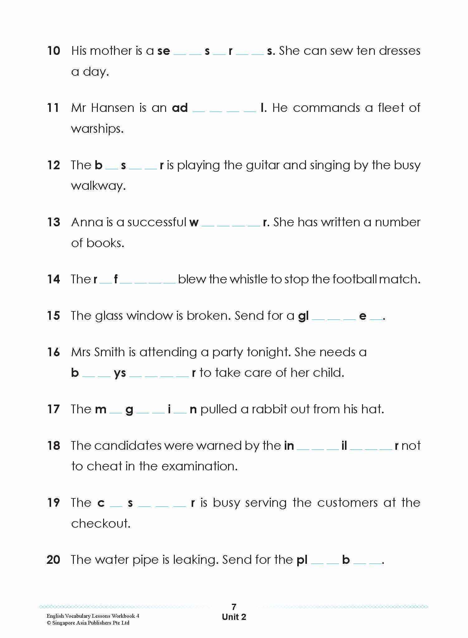 ENGLISH VOCABULARY LESSONS Workbook 4