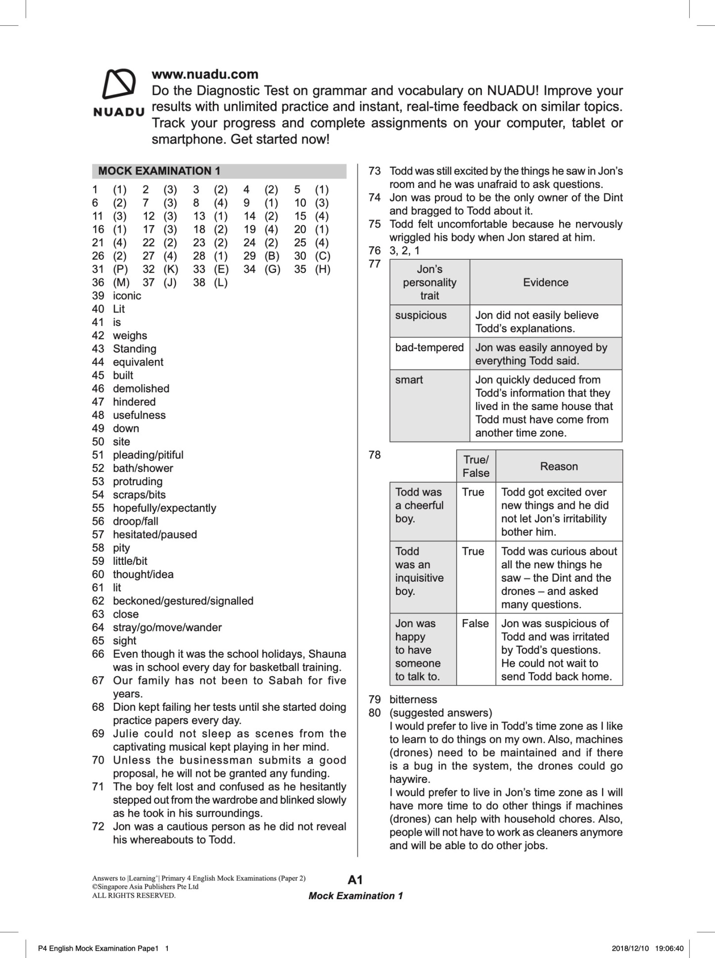 LEARNING+ Primary 4 English Mock Examinations