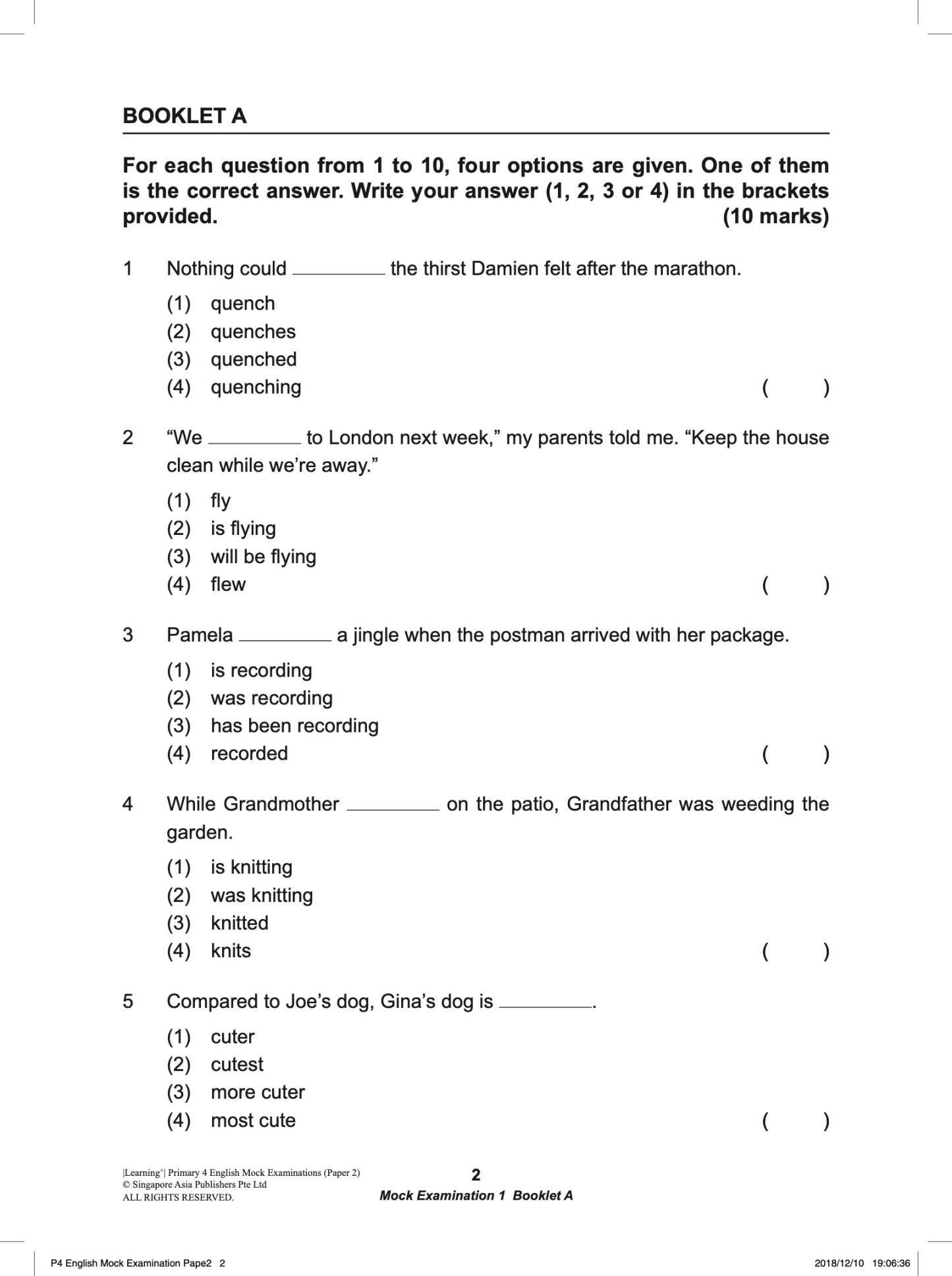 LEARNING+ Primary 4 English Mock Examinations