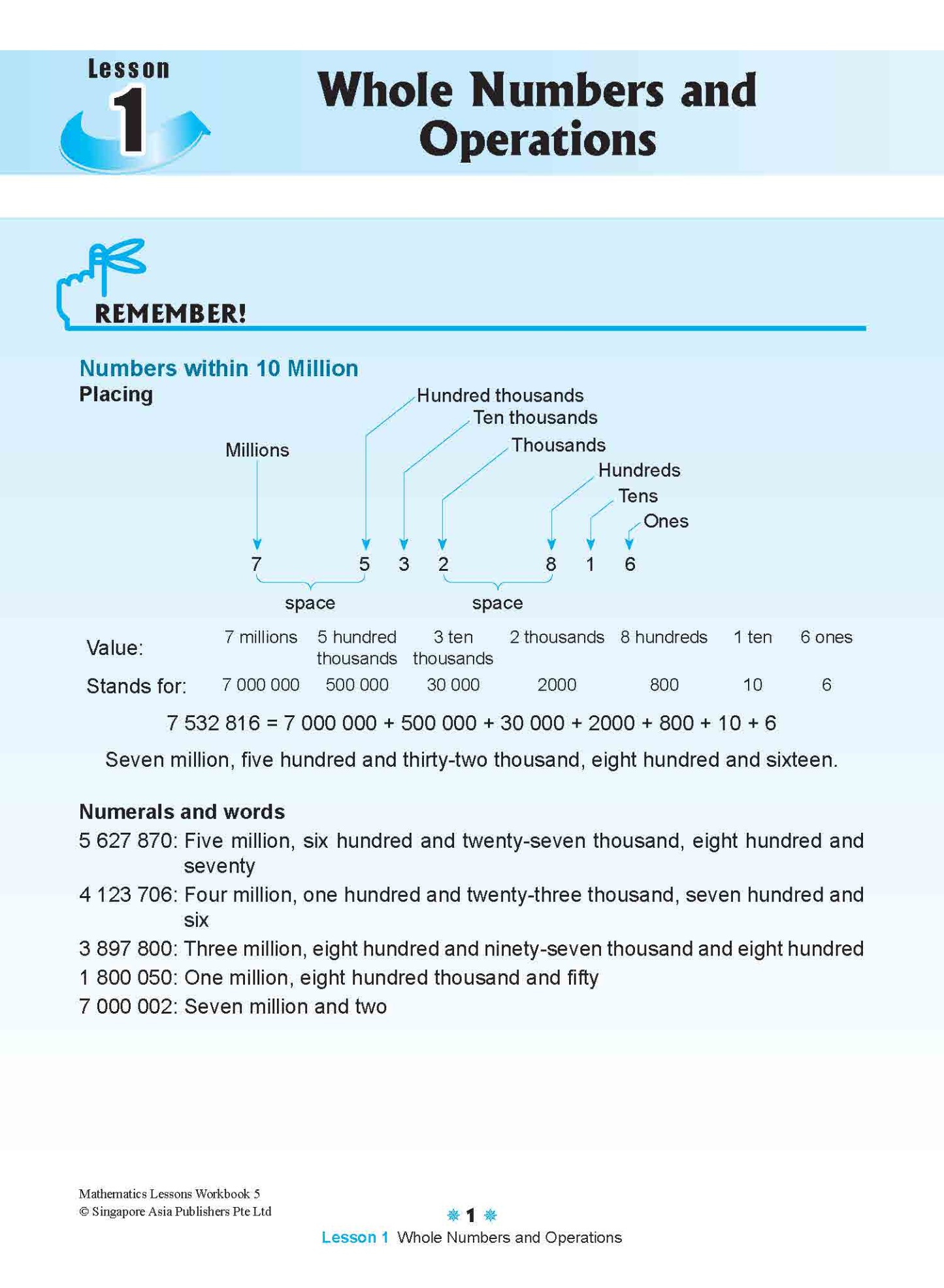 Mathematics Lessons Workbook 5