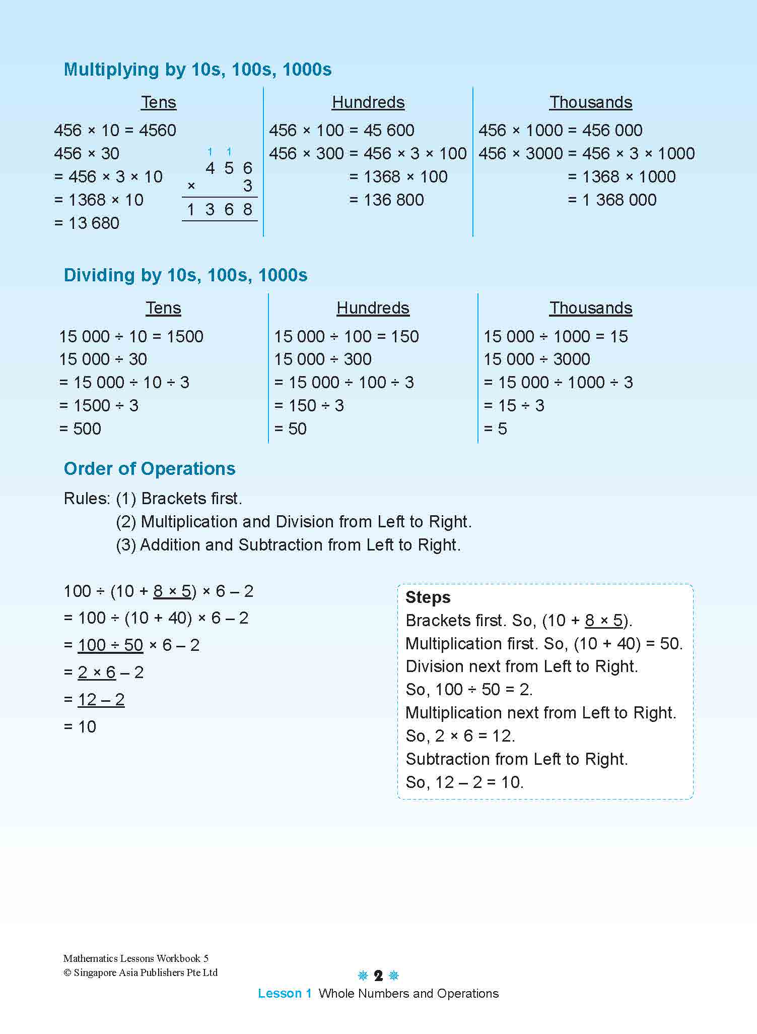 Mathematics Lessons Workbook 5