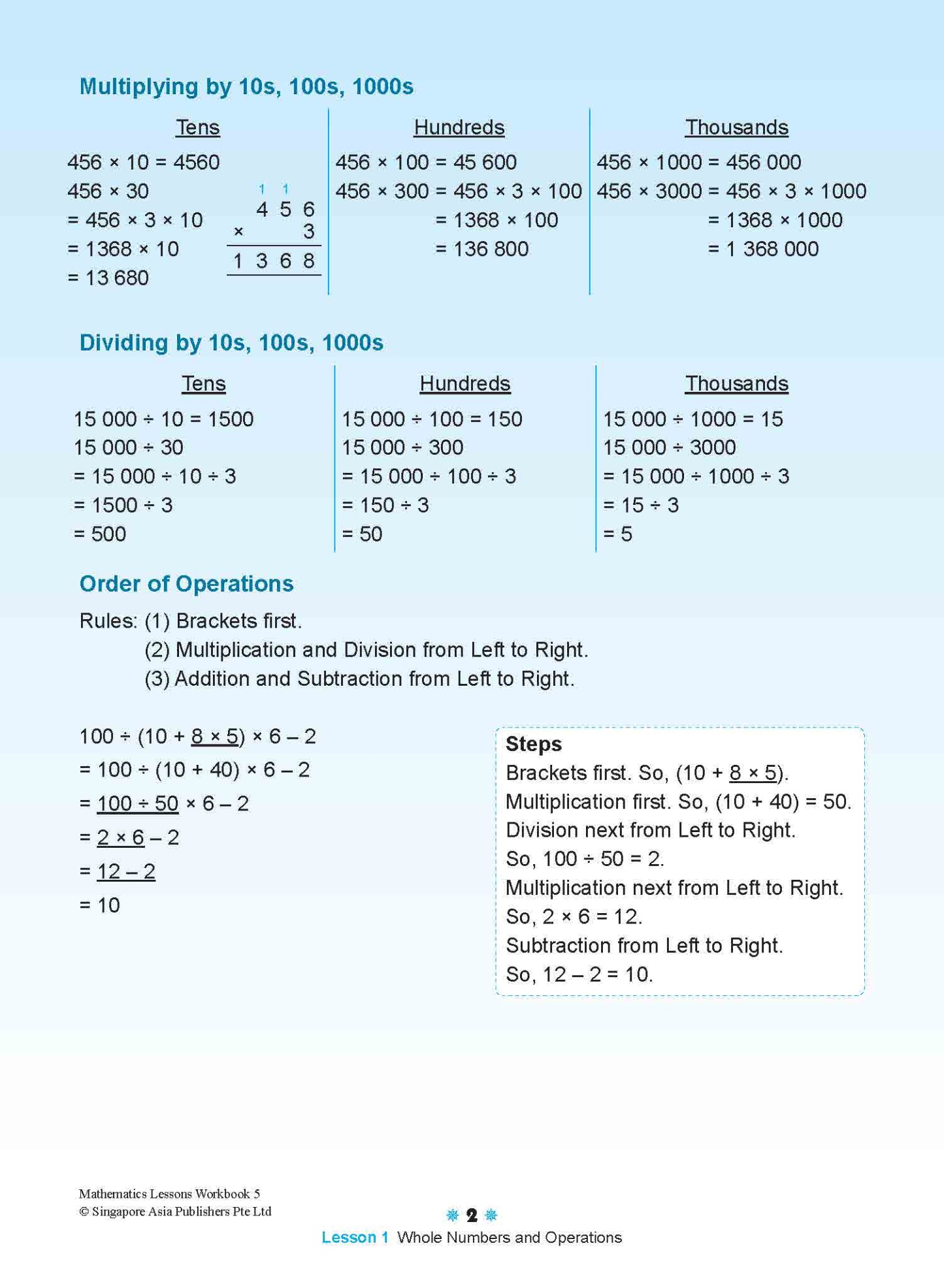 Mathematics Lessons Workbook 5