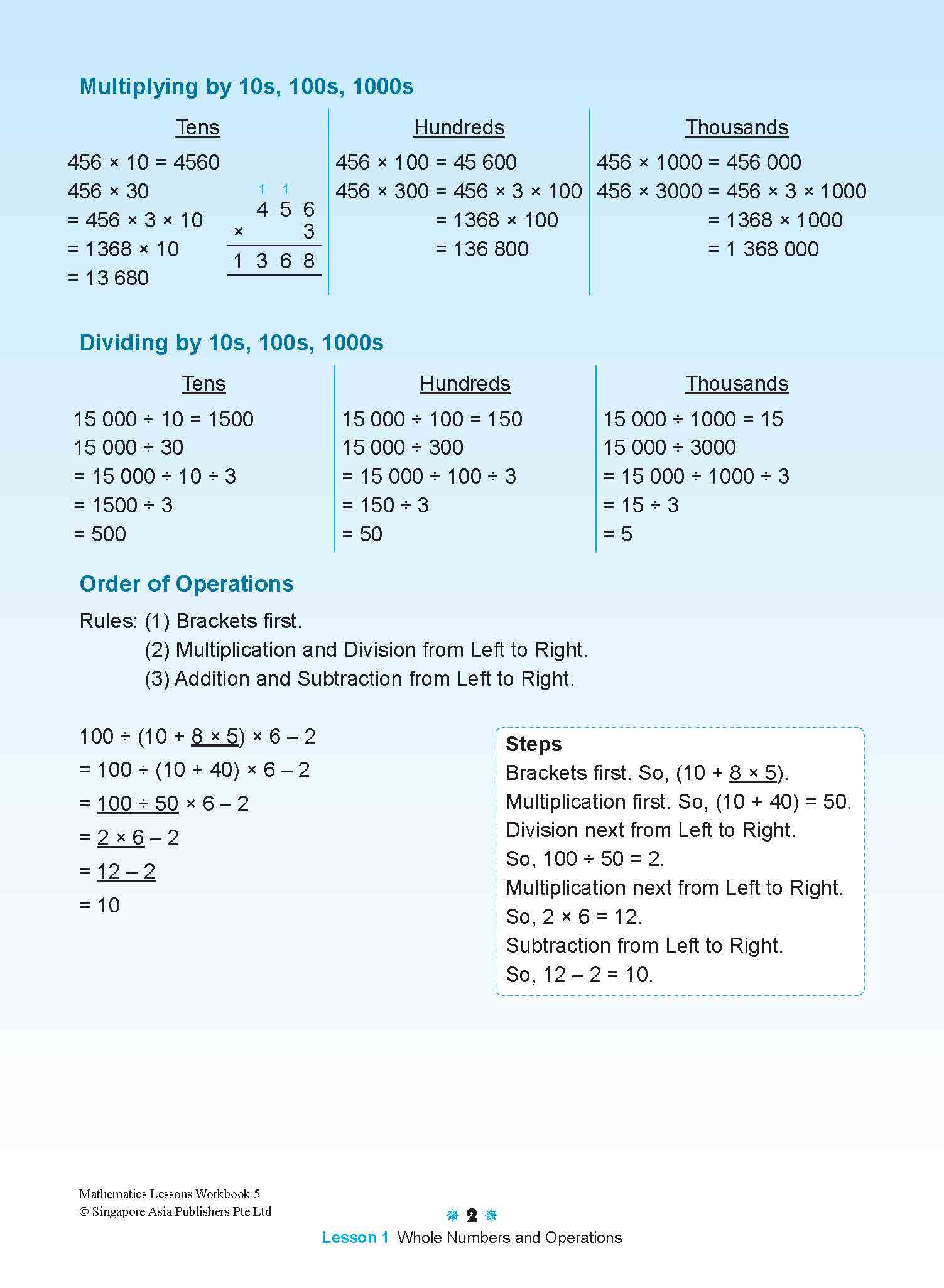 Mathematics Lessons Workbook 5