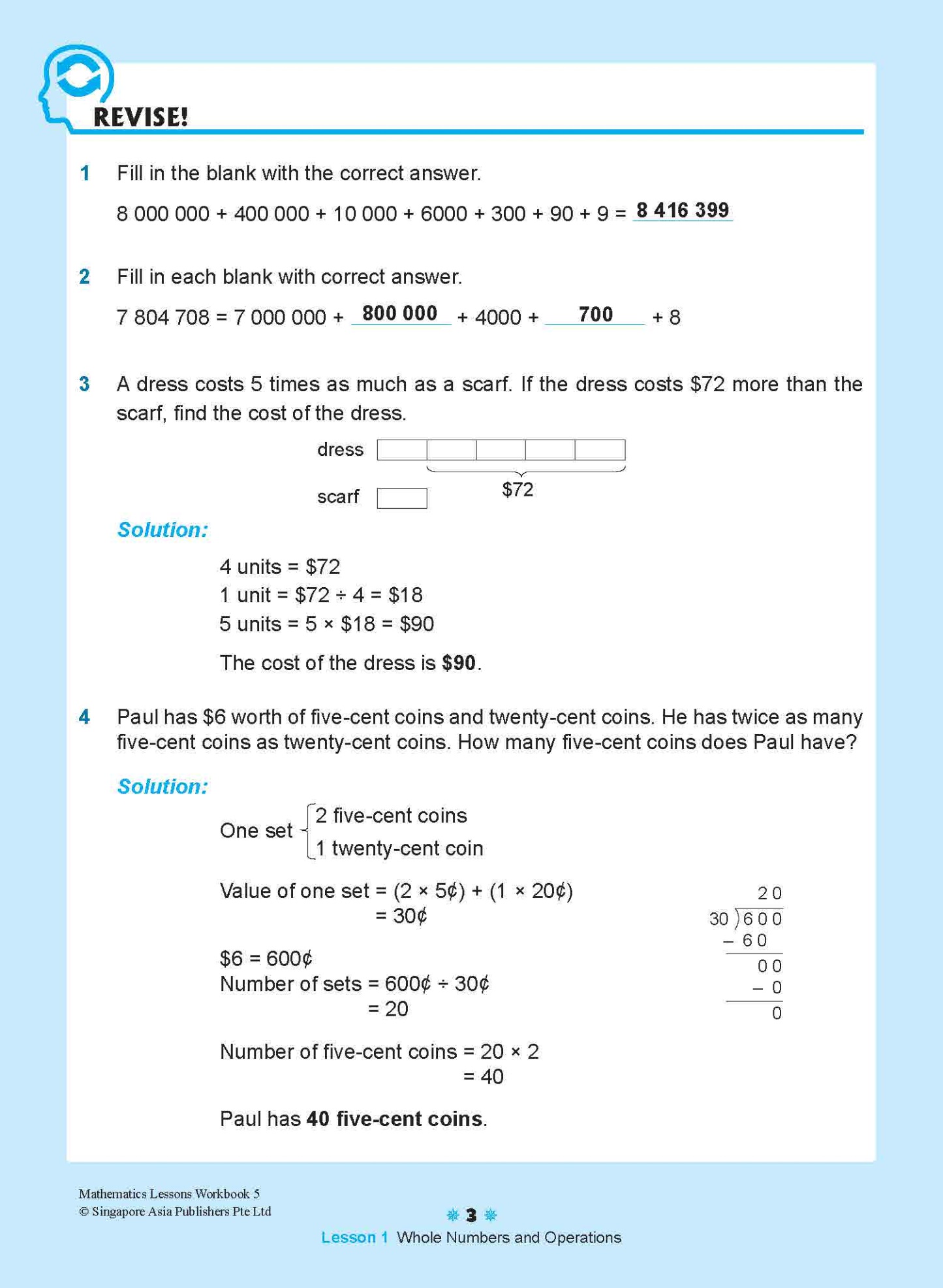 Mathematics Lessons Workbook 5