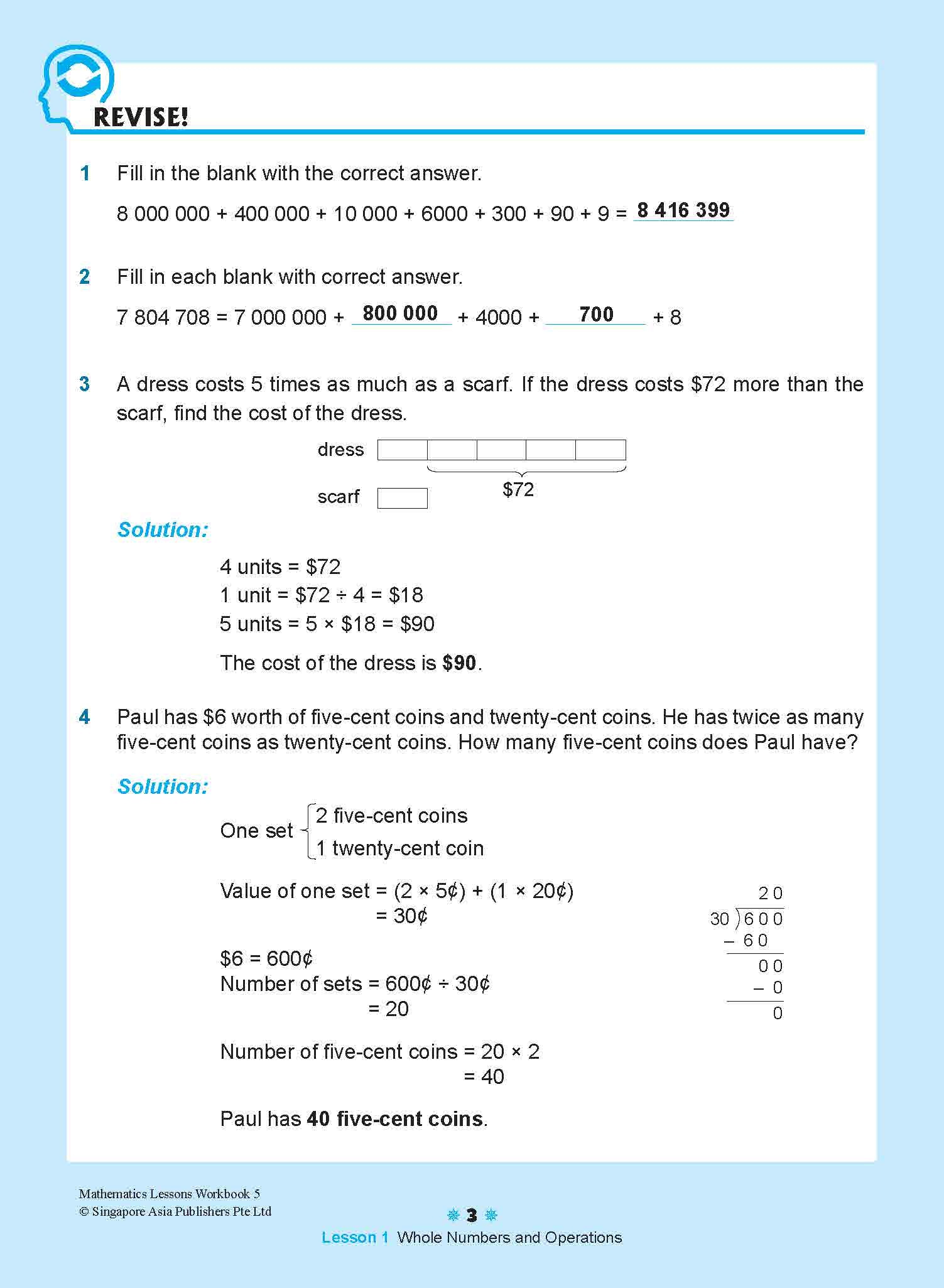 Mathematics Lessons Workbook 5