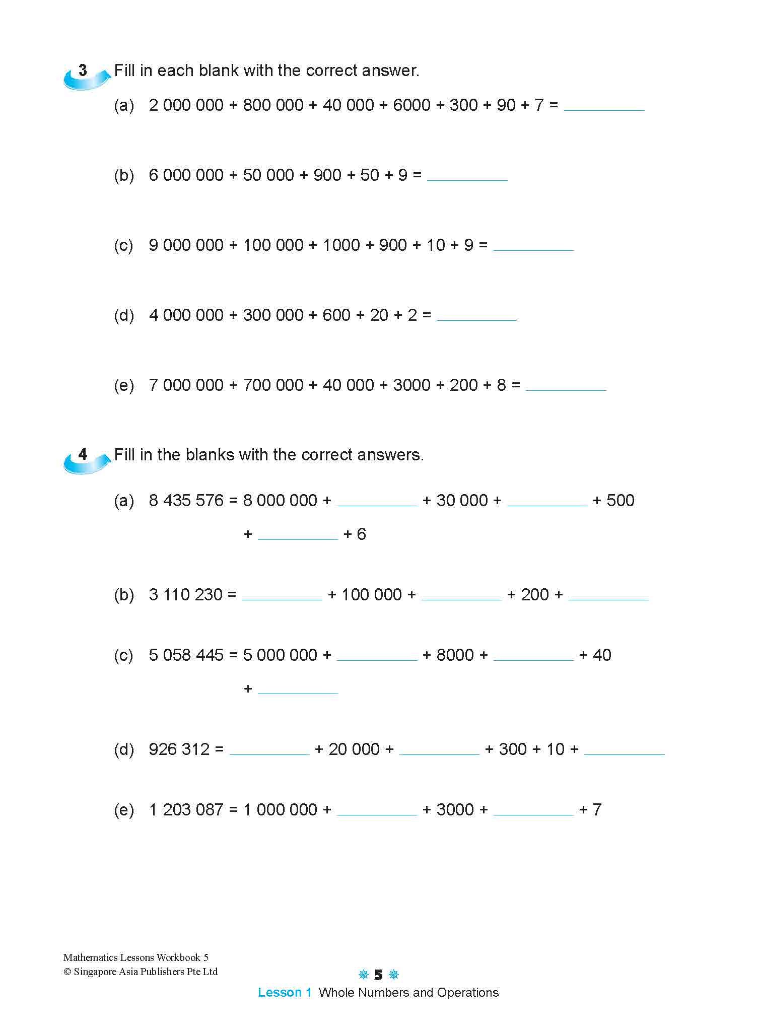 Mathematics Lessons Workbook 5