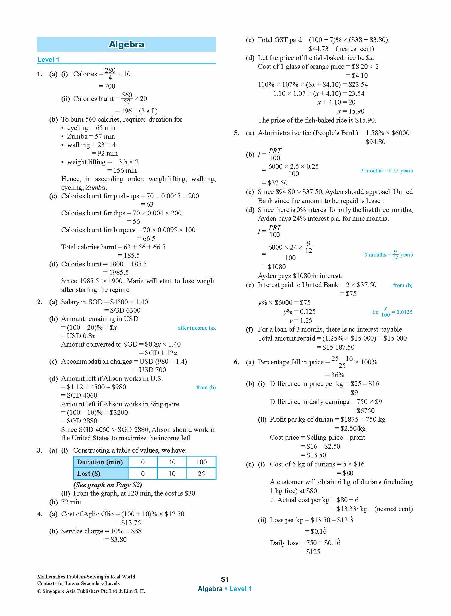 Mathematics Problem-Solving in Real World Contexts FOR LOWER SECONDARY LEVELS 1&2