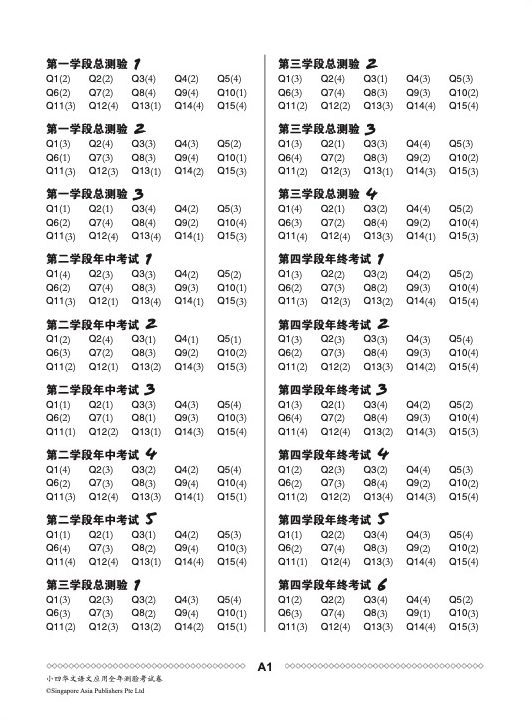 小四华文 语文应用 全年测验考试卷 / Primary 4 Chinese Revision Tests On Language And Usage