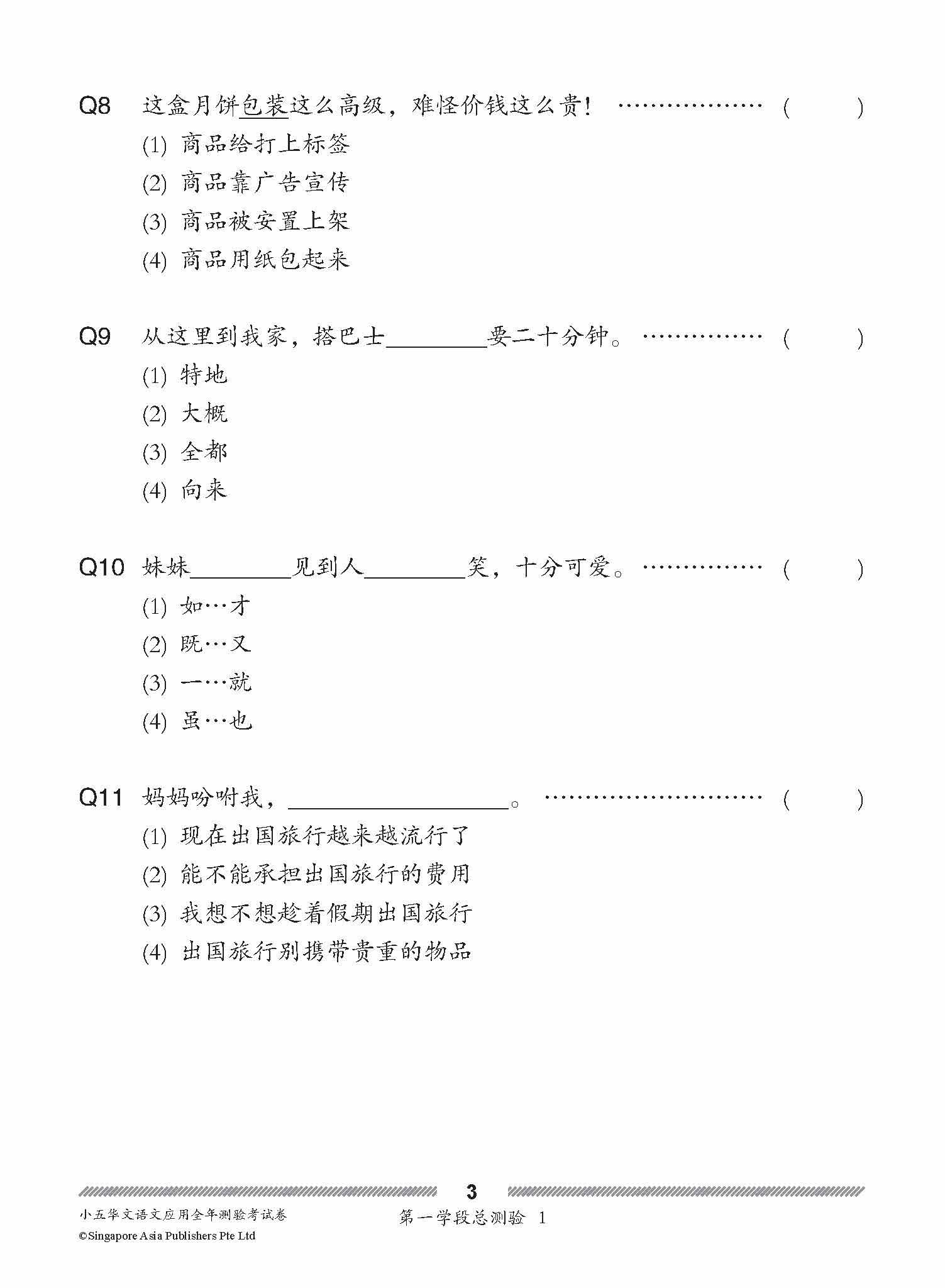 小五华文 语文应用 全年测验考试卷 / Primary 5 Chinese Revision Tests On Language And Usage
